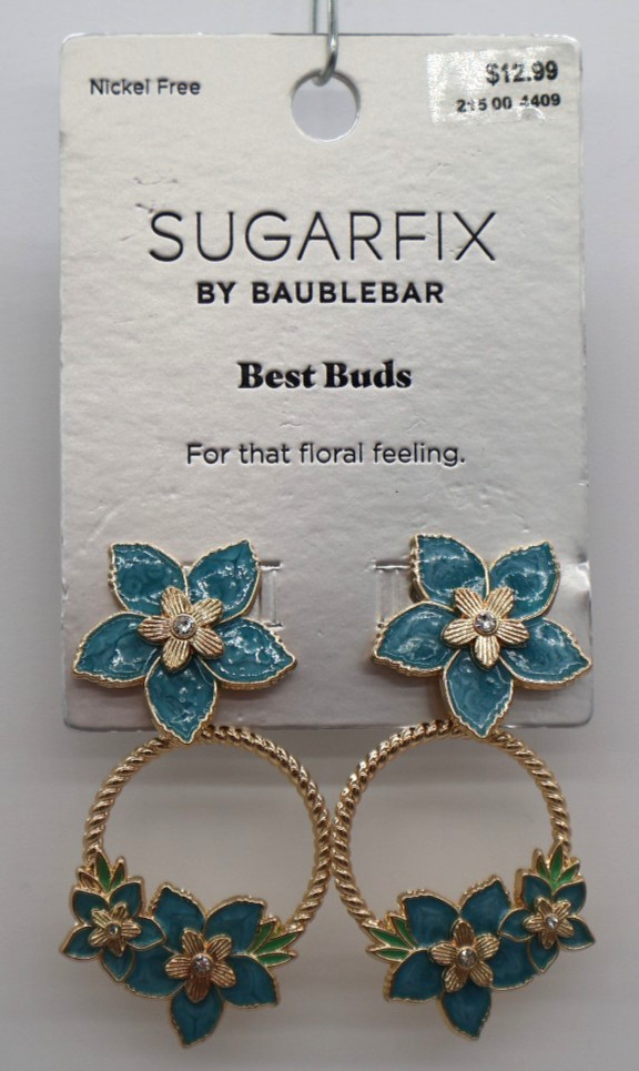SUGARFIX by BaubleBar Best Bud Earrings Flowers Blue Floral NWT