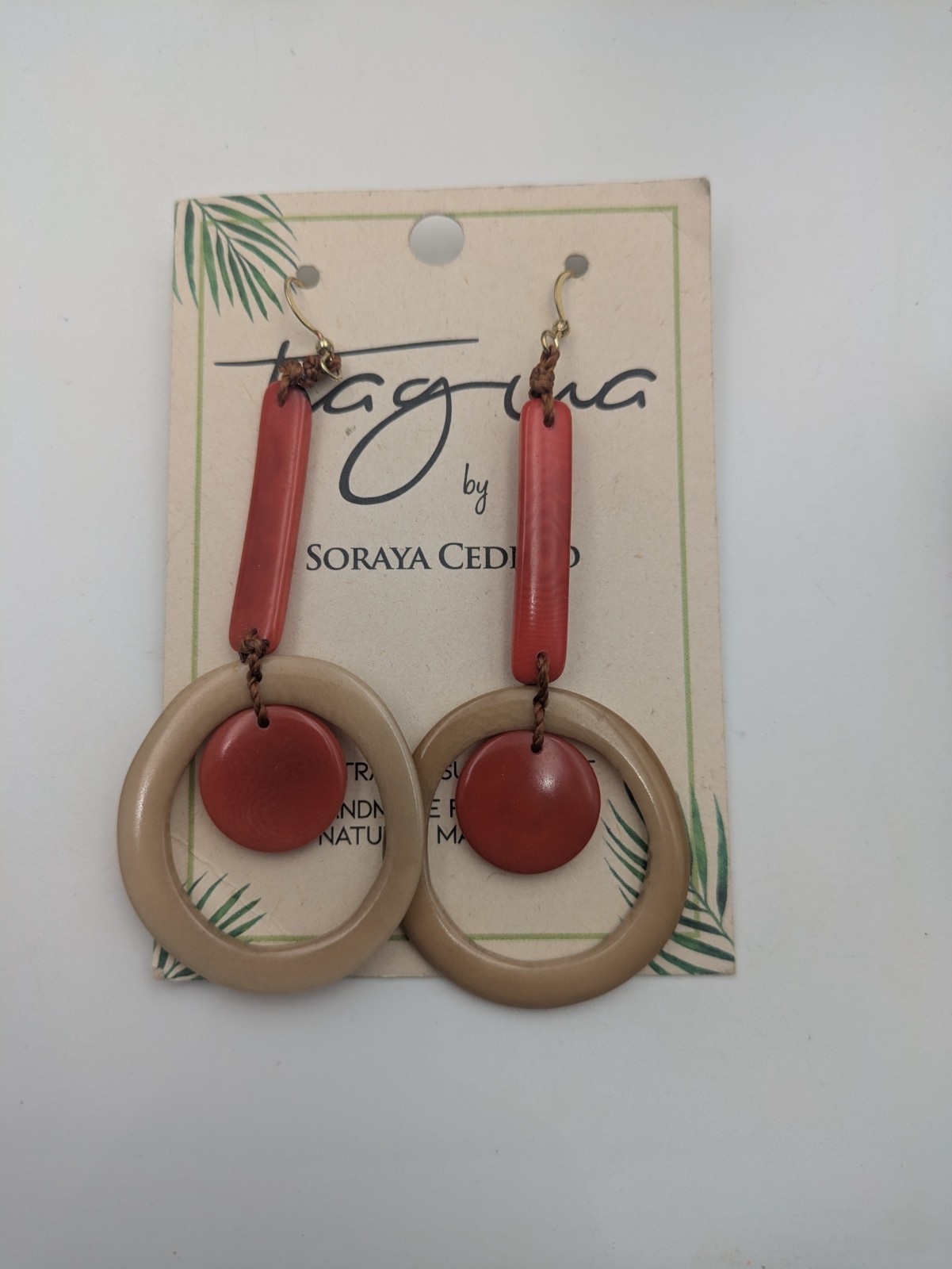 NWT Tagua By Soraya Cedeno Handmade Folk Art Drop Fashion Earrings