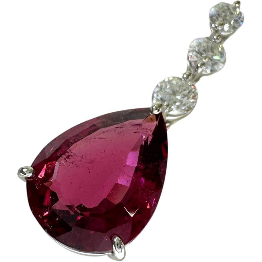 Drop motif Ruberite tourmaline 8.63ct diamond 1.00ct Pendant top Pt900Platin…
