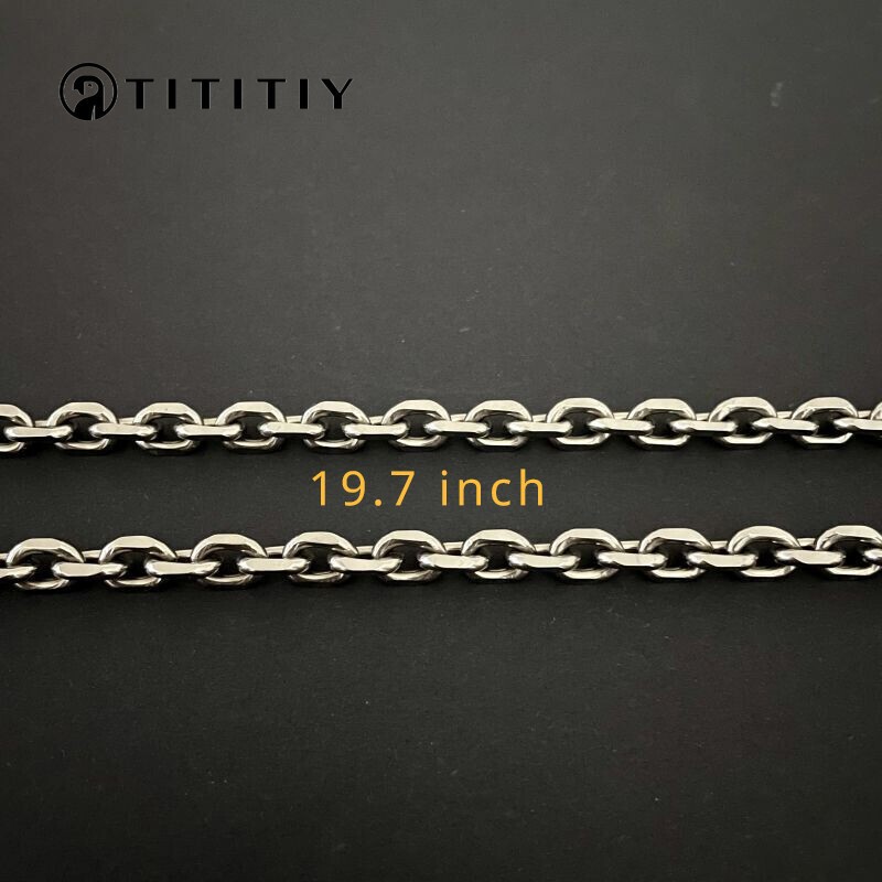 7mm TA1 Pure Titanium Batch Angle Chain Necklace Lightweight Anti Allergy 19.7″