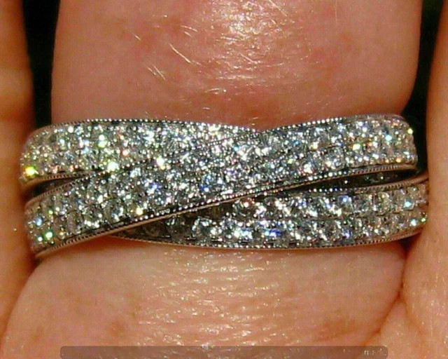 Rolling Eternity Band Ring 14K White Gold Plated 2Ct Round Lab Created Diamond