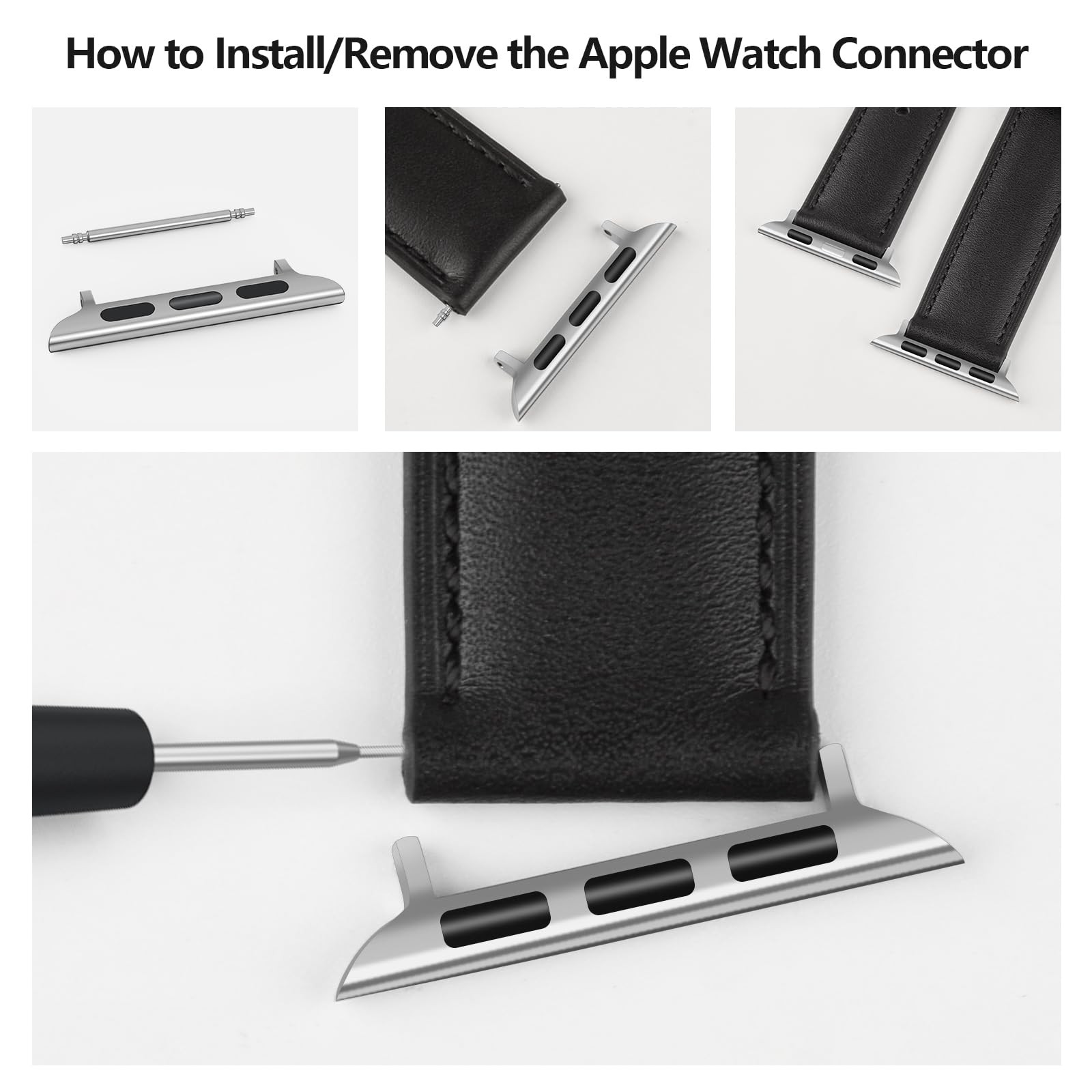 2Pack Watch Band Connectors for Apple Watch Band Adapter, Replaceable Metal Co
