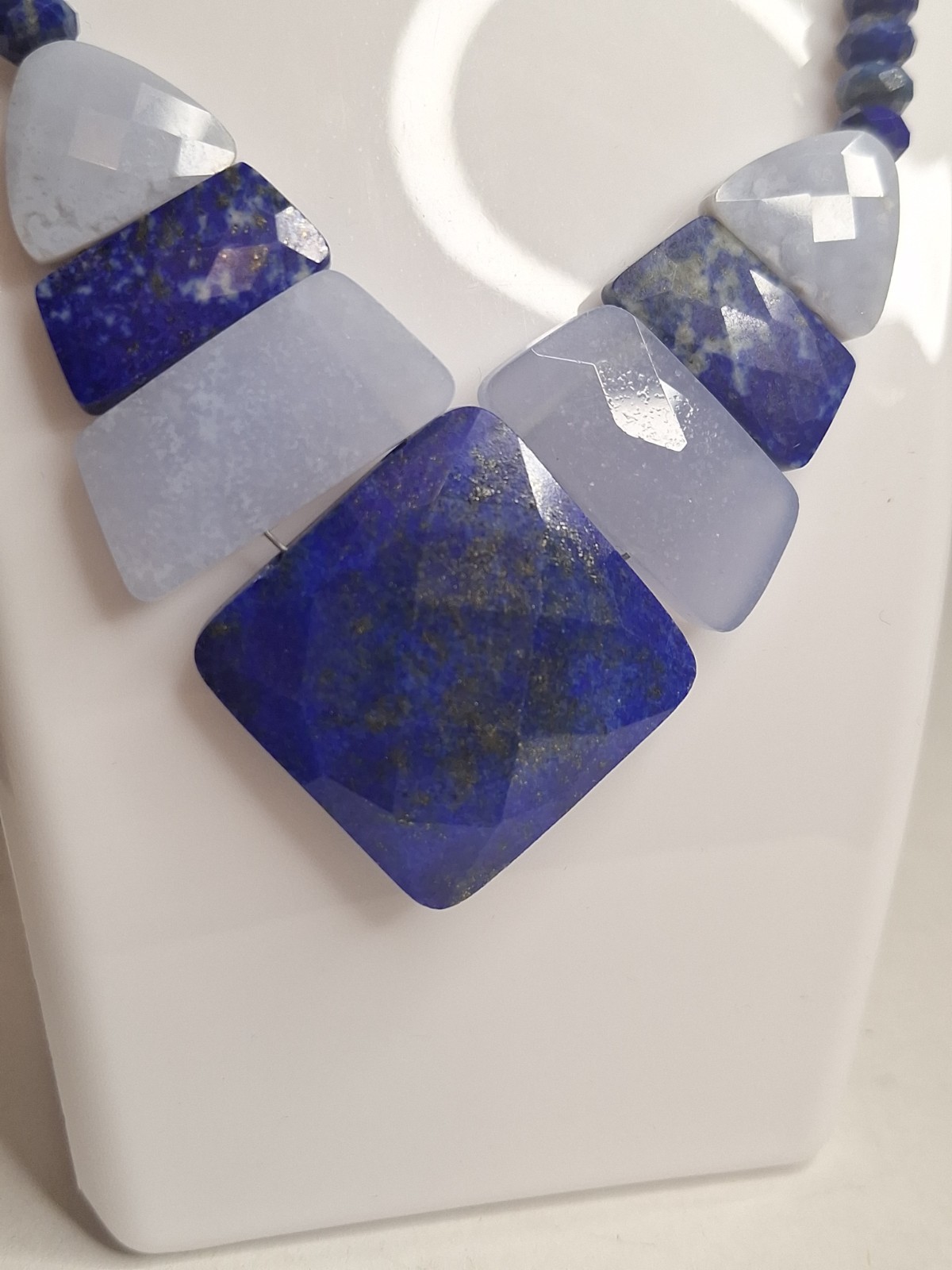 Blue Lace Agate And Lapis Lazuli Necklace Mine Finds By Jay King Sterling Silver