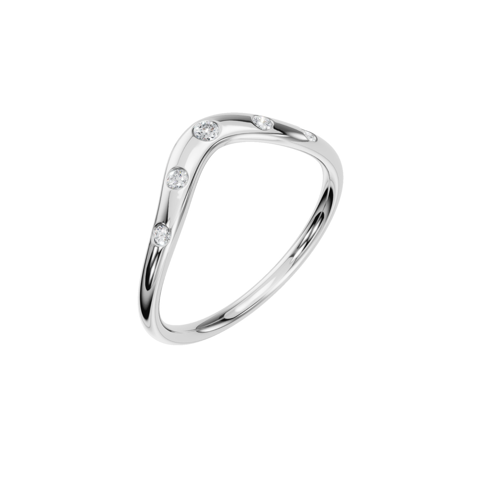 Lab Grown Diamond Wave Ring 14K Yellow Gold Curved Stackable Wedding Band