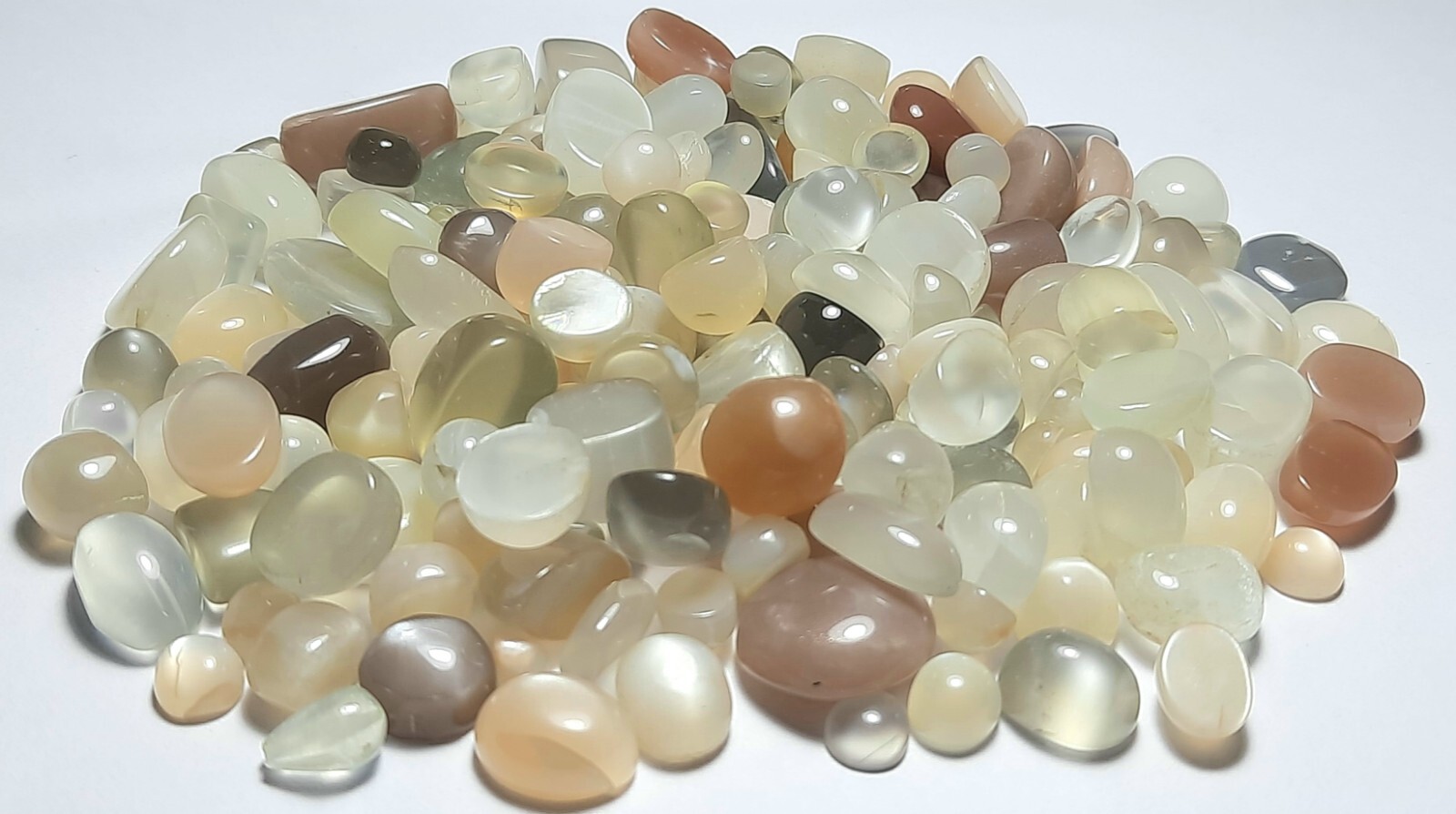 White Grey Peach Chocolate Moonstone Mix 100 Carat Lot Cabochon Free Shipping