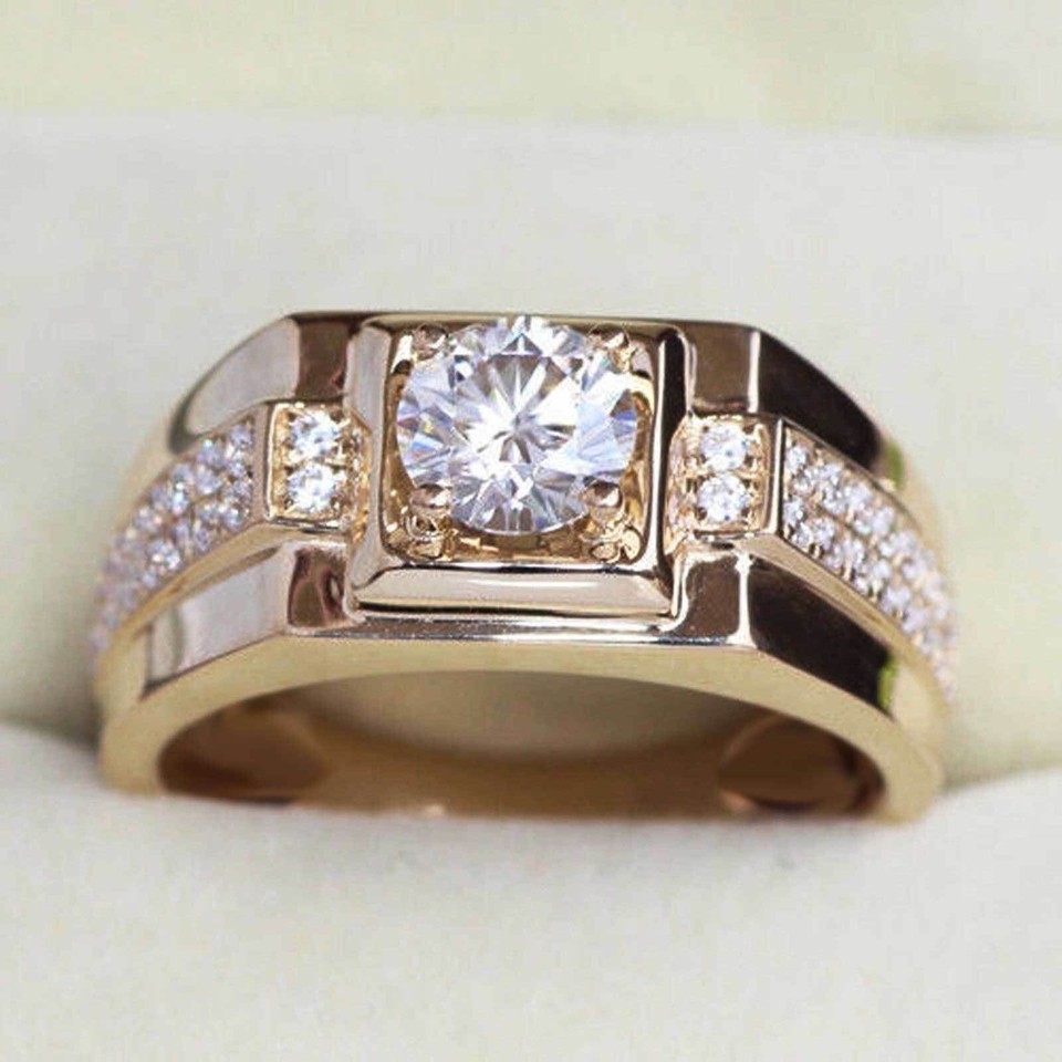 2.30Ct Lab Created Diamond Halo Engagement Ring 14K Yellow Gold Finish