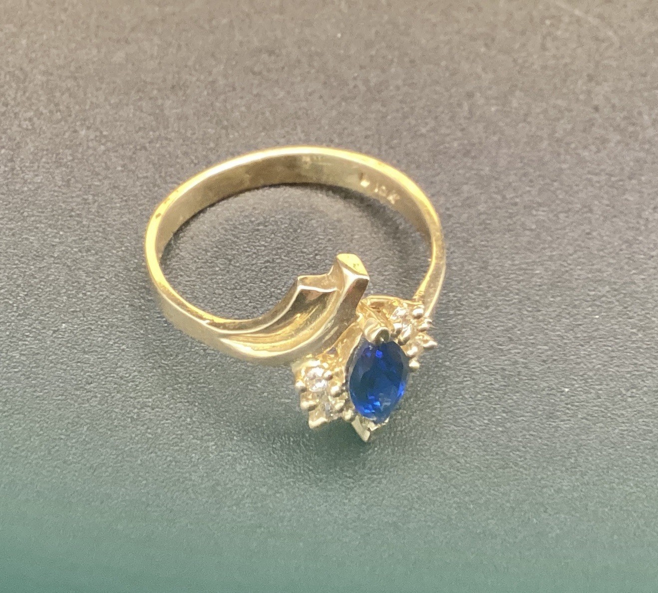 New 10KT stamped yellow gold marquise September birthstone ring women size 8.25