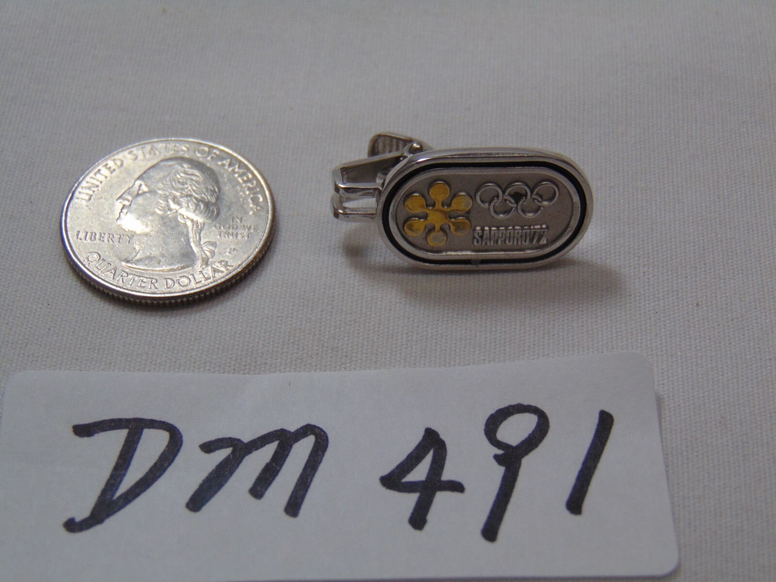 Vintage Tie Bar Clip 1972 Winter Olympics Sapporo Silver & Gold Tone