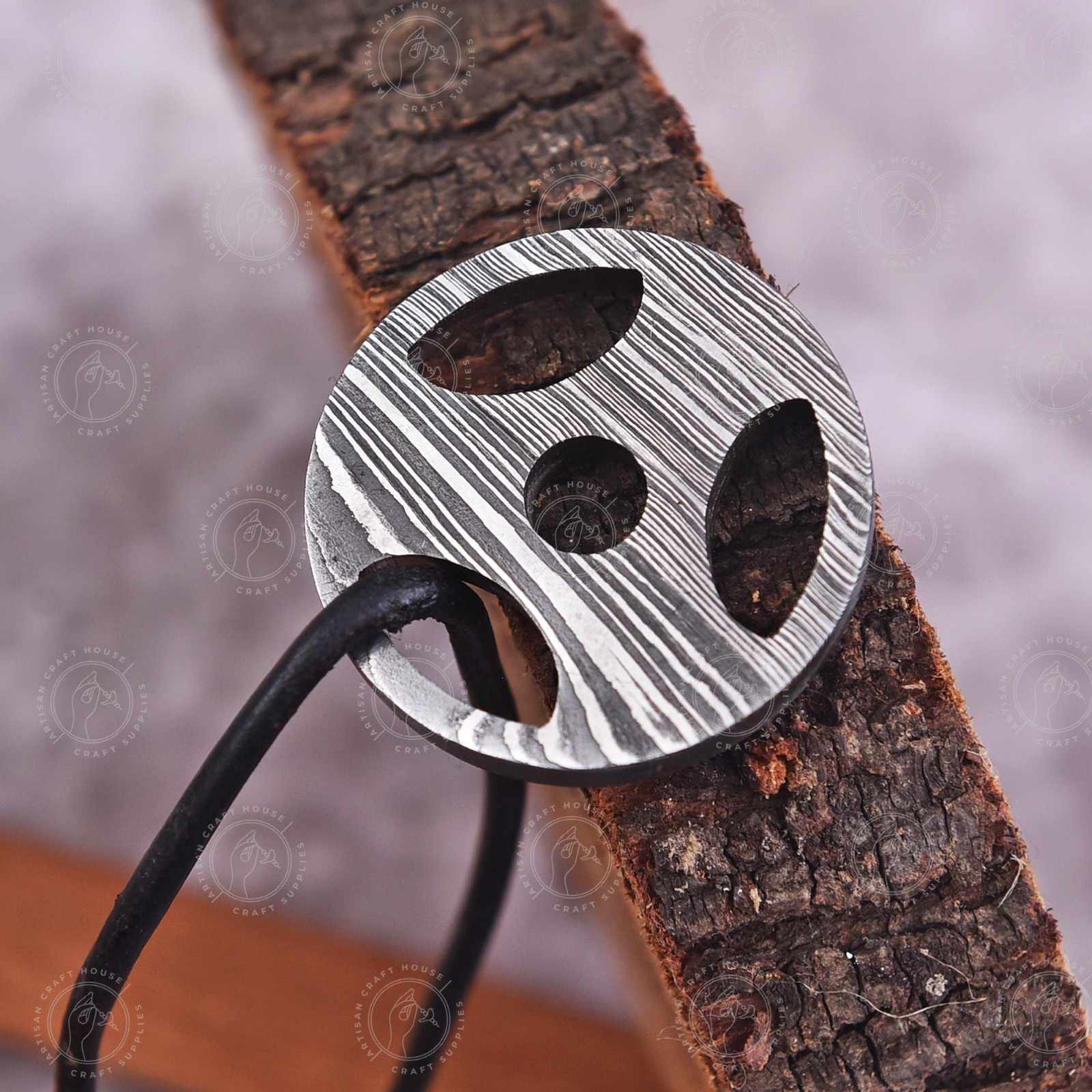 Damascus Steel Matching Couple Pendant Necklace His and Hers Jewelry