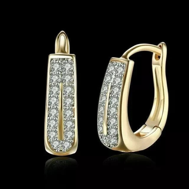 Women’s Engagement Hoop Earrings Round Cut Simulated Diamond 925 Starling Silver