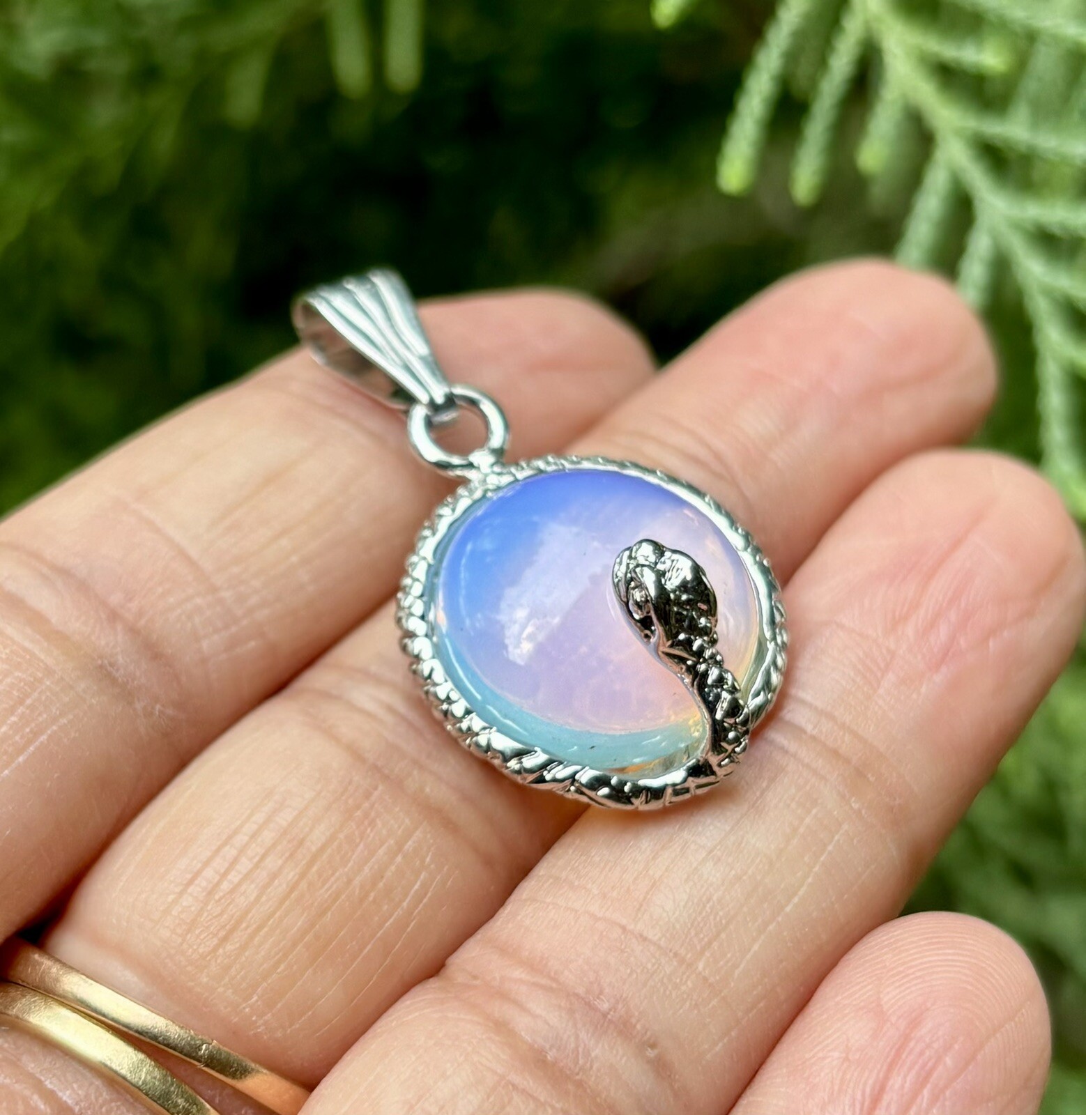 925 Sterling Silver Plated Snake Pendant, Fashion Pendant Locket, Blue