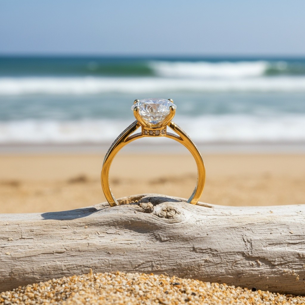 3 Carat Moissanite Engagement Ring 18K Gold Plated Size 6 7 8 9