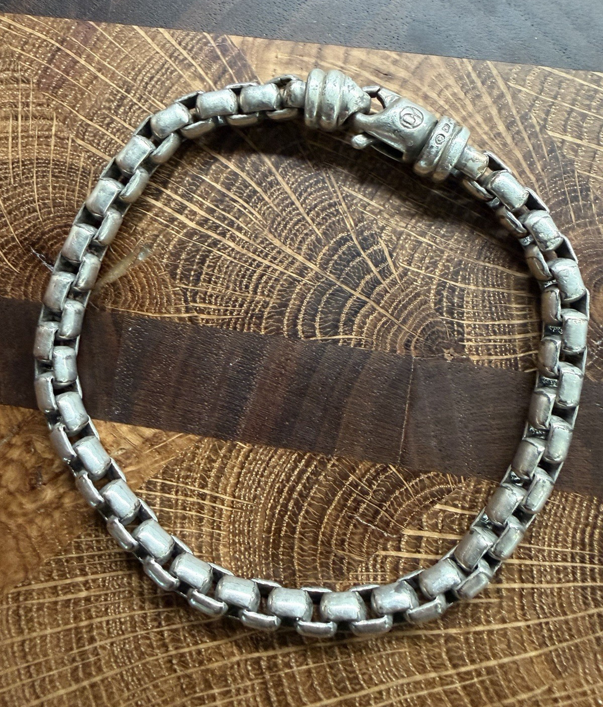 David yurman Sterling Silver 925 Box Chain Bracelet 8 in Lobster Clasp Silver