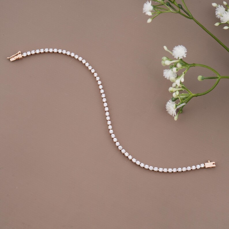 Black Friday Sale ! Round Natural Diamond Tennis Bracelet In 14K Solid Rose Gold