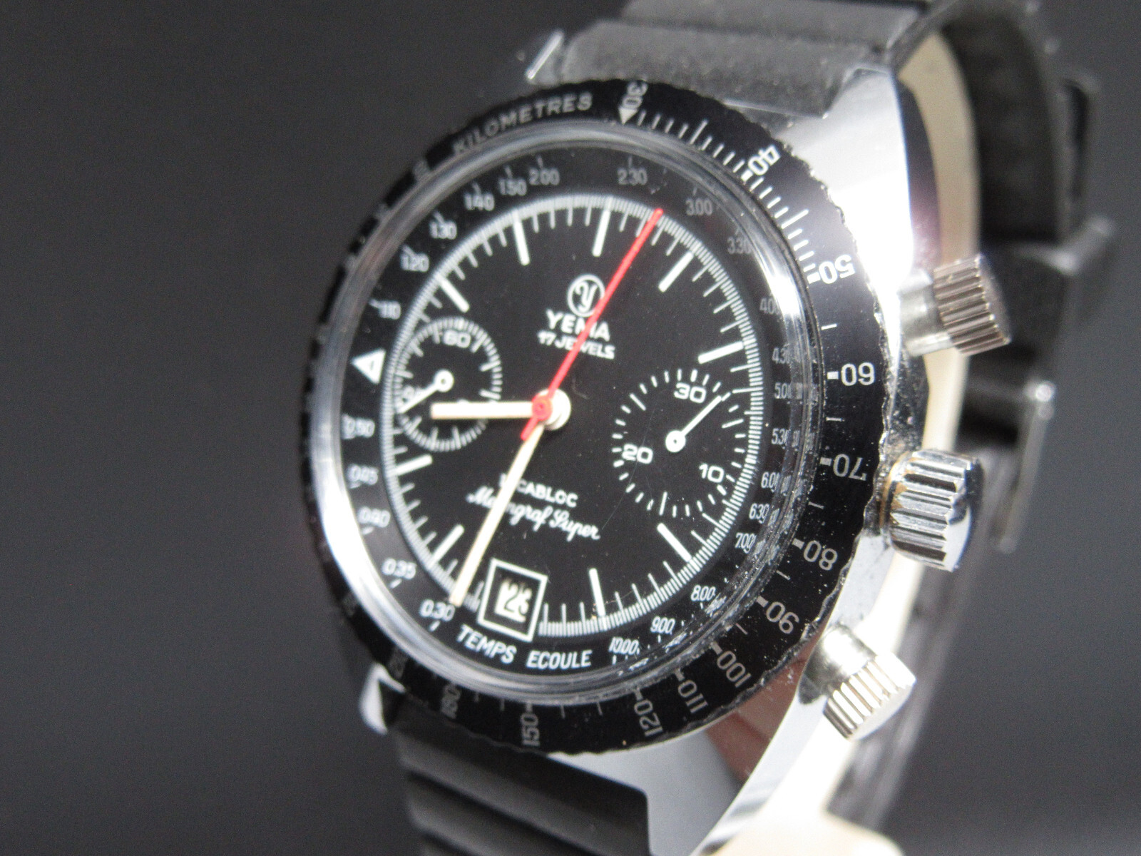N57⭐⭐ Vintage ” YEMA Meangraf Super ” Chronograph Valjoux 7734 Watch ⭐⭐NOS