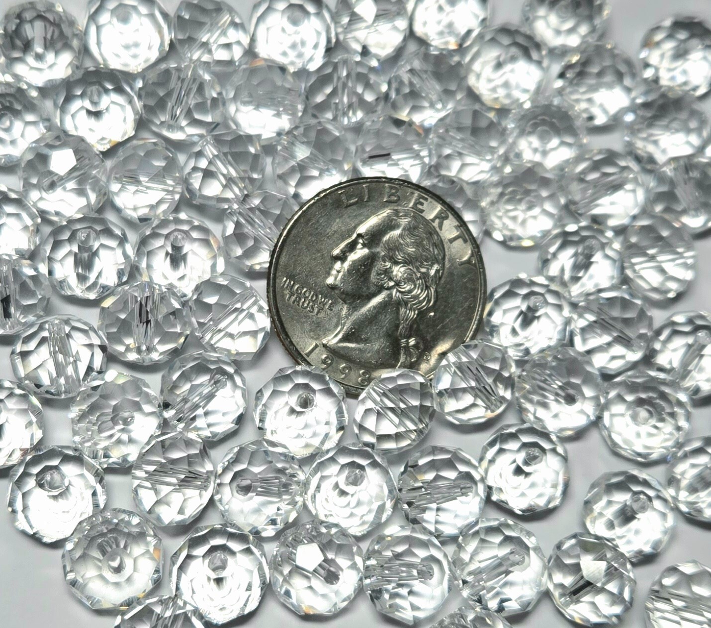 Crystal Beads 6x8mm Beads for Jewelry Making Bulk 180 pcs Clear White Roundelle