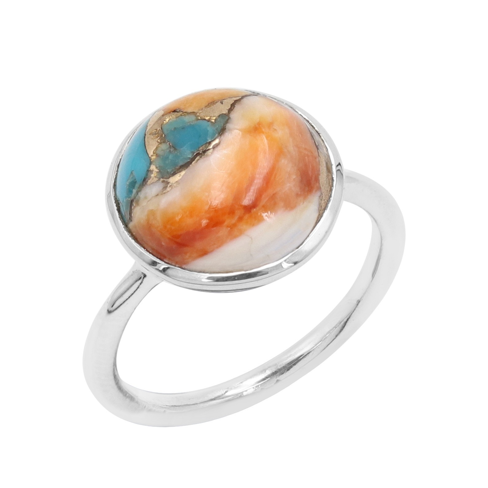 Spiny Oyster Turquoise Ring 925 Sterling Silver Handmade Ring for Women