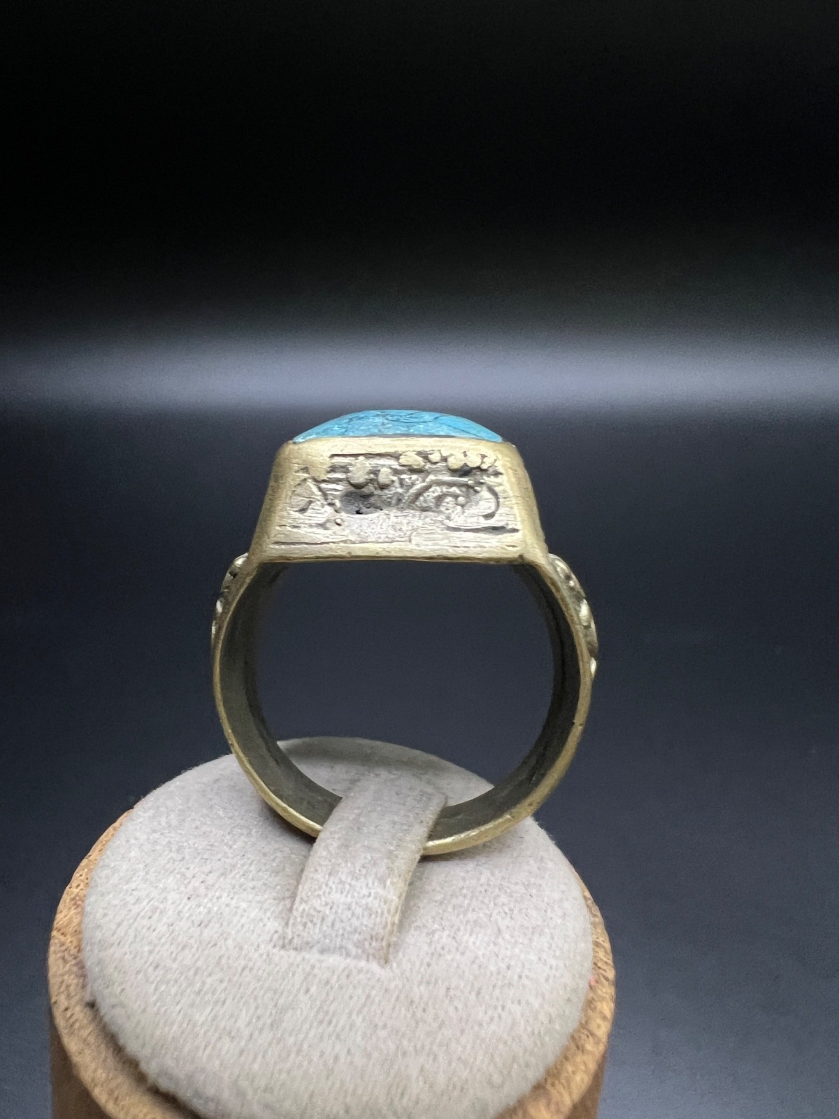 Rare Antique Turquoise Ring Size 10 Handmade Turquoise Statement Ring Artisan