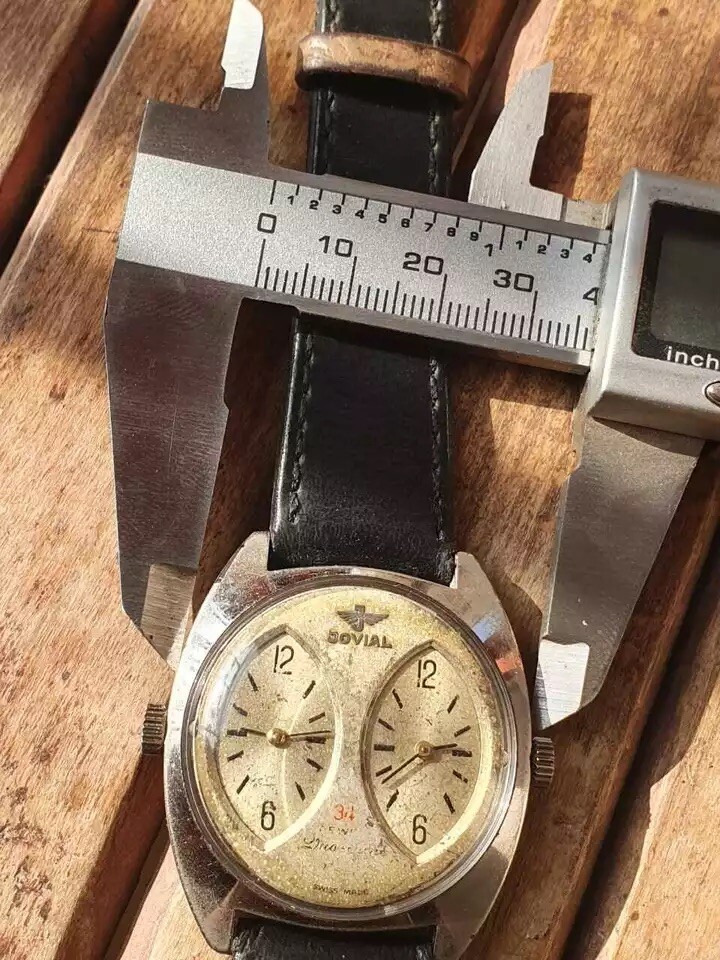 Rare! JOVIAL Dual Time Mechanical Movement 34 Jewels Swiss Men’s Watch