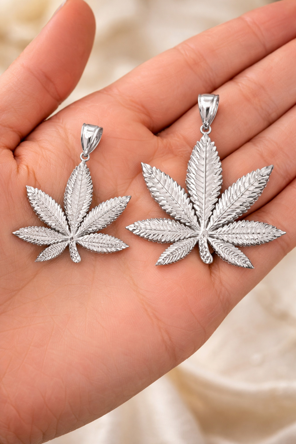 Sterling Silver Marijuana Leaf DC Pendant (2 sizes)