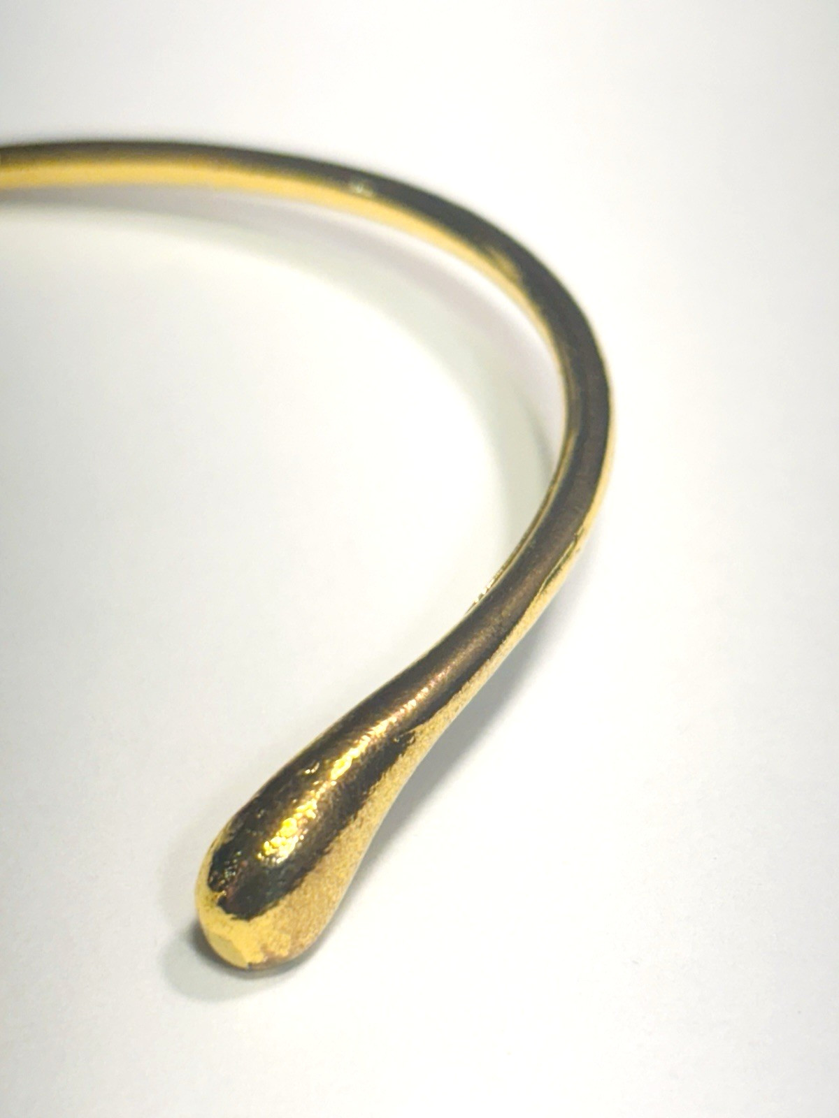 925 Vermeil Gold over Sterling Silver Open Bangle Bracelet 3in x2.5in 12.43grams
