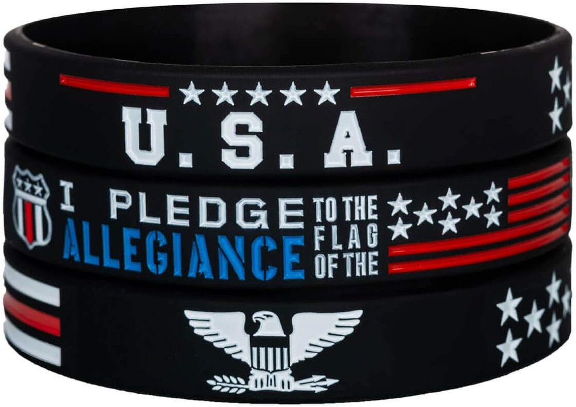 Power of Faith Patriotic American Flag Silicone Bracelets Set with Patriot’S Pra