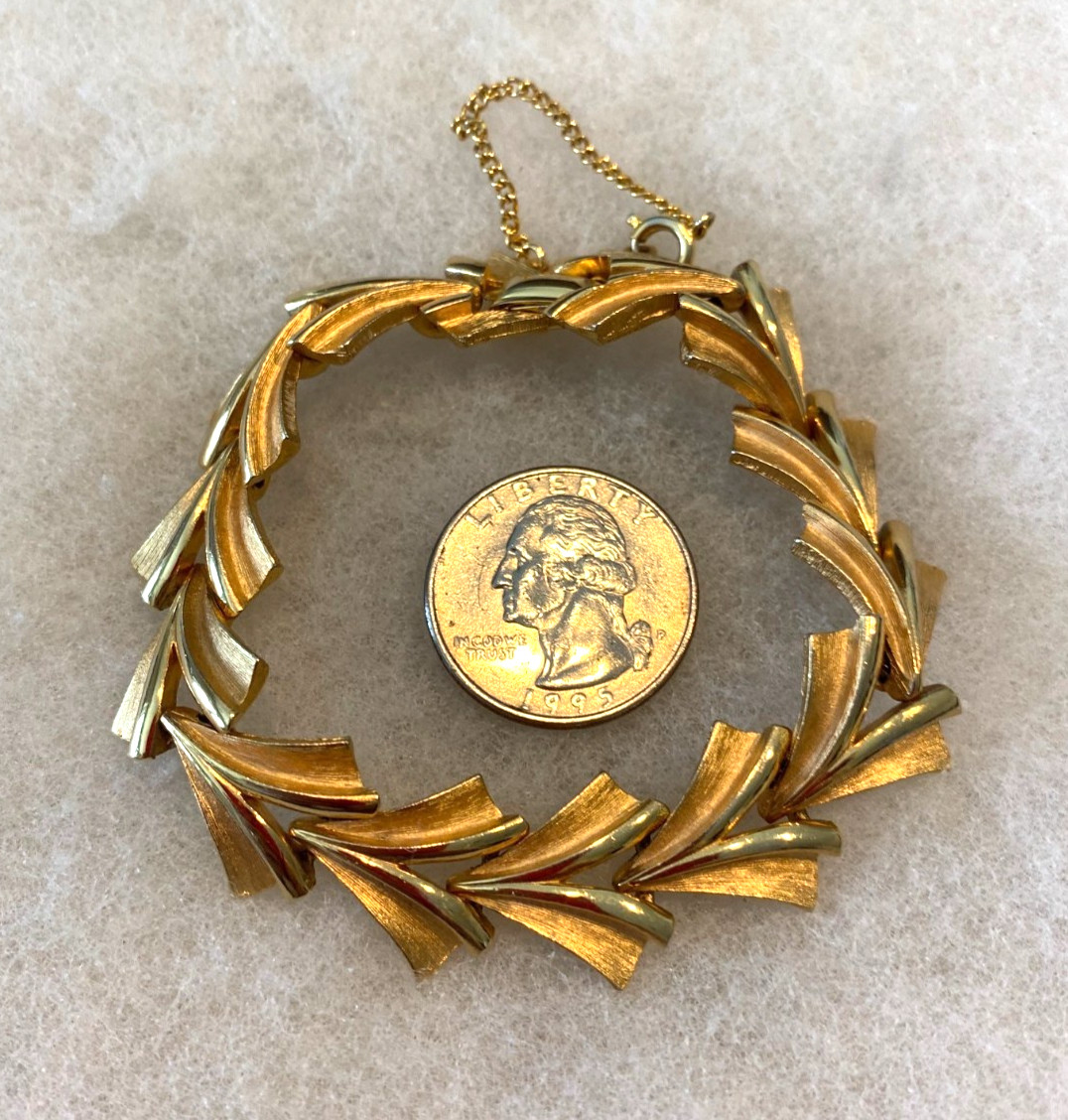 Corocraft Goldtone Chevron 7 In. Bracelet with 2 In. Safety Chain