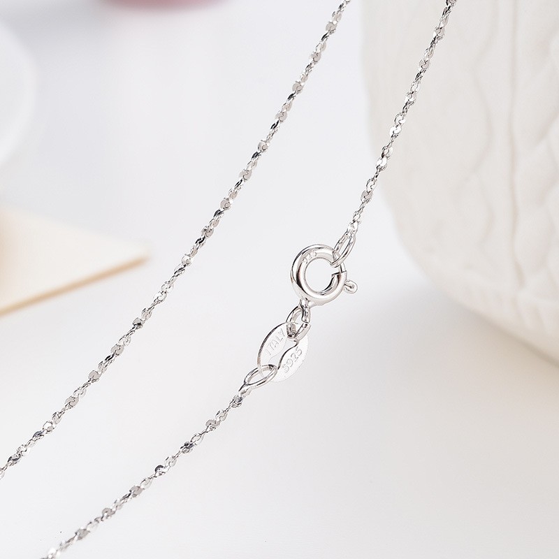 925 Sterling Silver Chain Necklace 45cm Women Layered Dainty Jewelry Gift