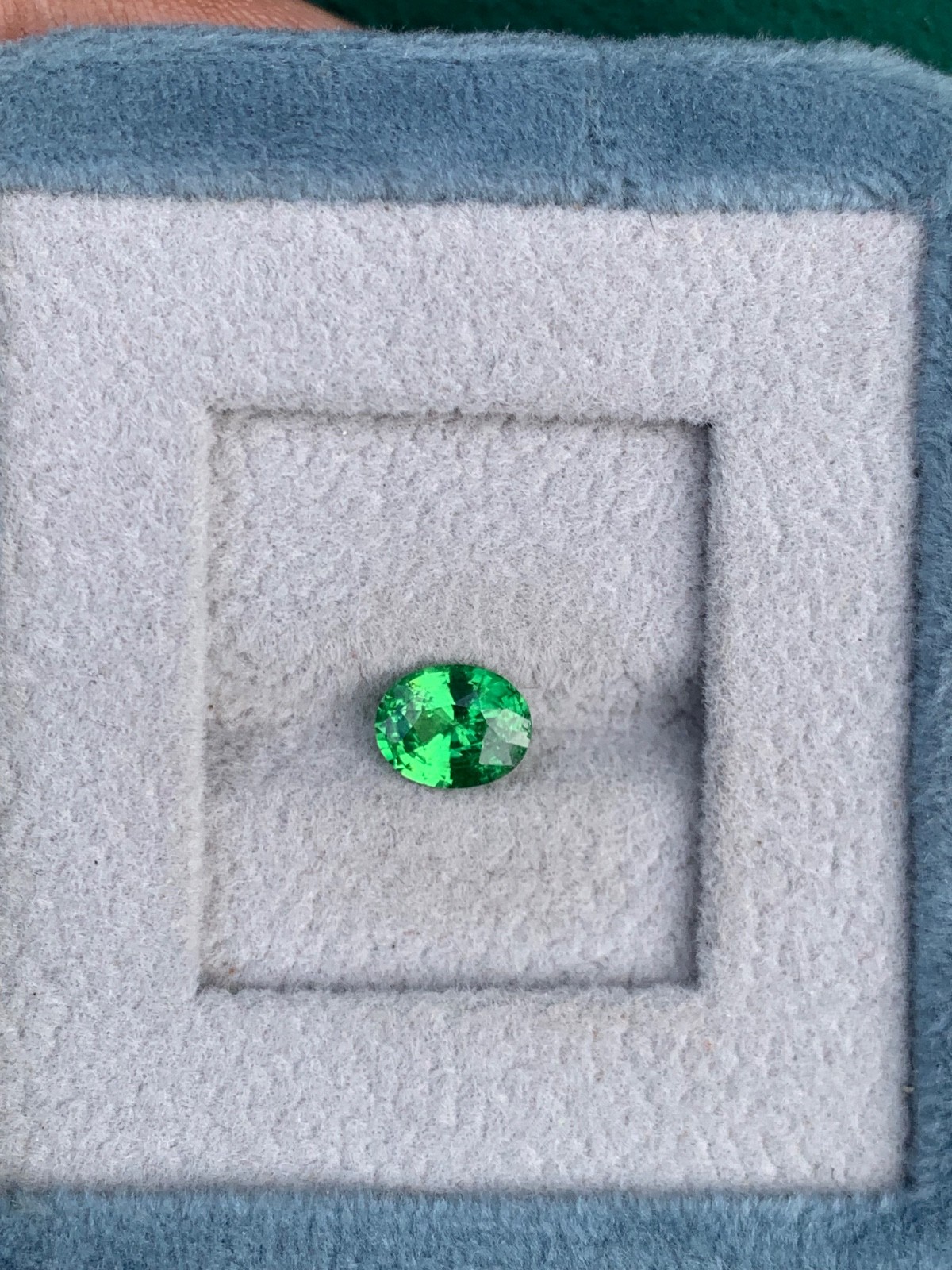 Natural Green Tsavorite Garnet(Tsv)1.10crt Oval VVS Loose Gemstone Tanzania
