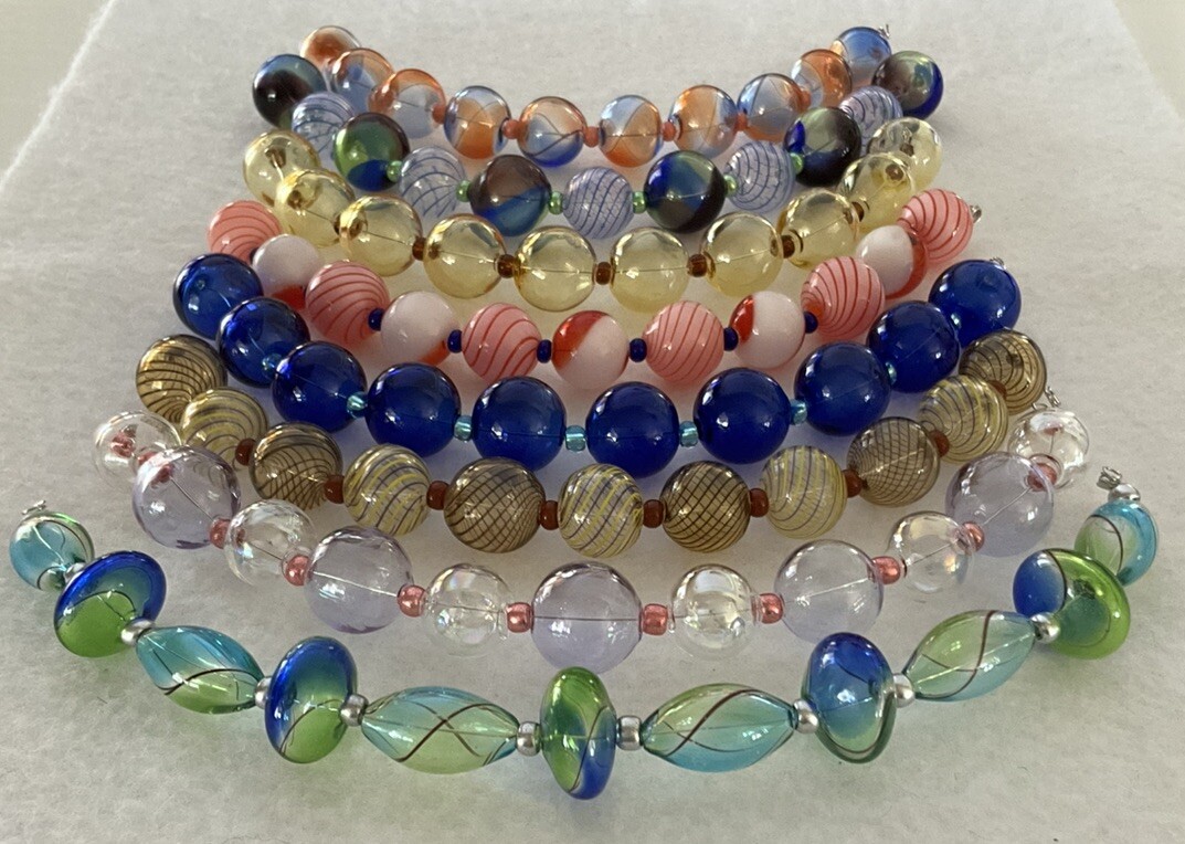 New Handblown LampWork Glass Bead Lot 12-18mm/8 Strands