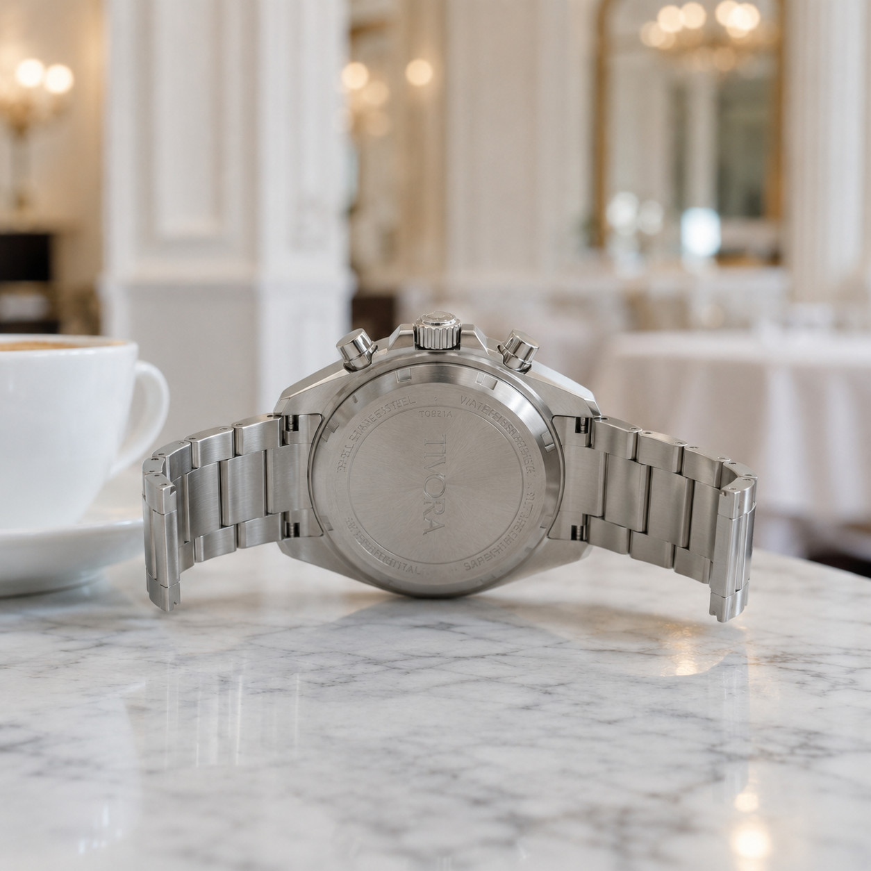 TÍVORÁ Veyron Argent Steel Champagne Dial – Custom Branded Automatic Chronograph