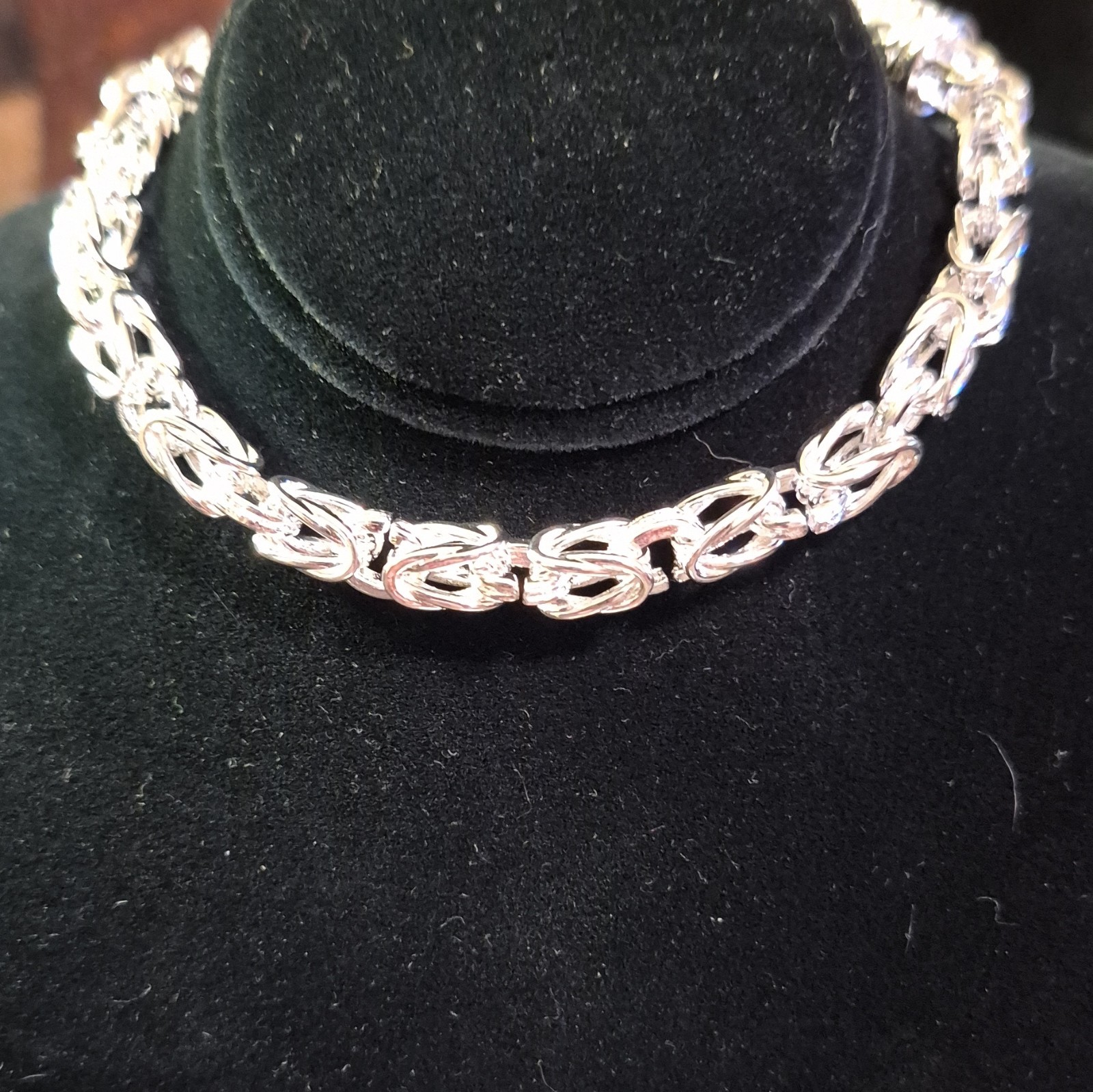 925 Sterling Silver Byzantine Chain Bracelet 20 cm Lobster Clasp Silver