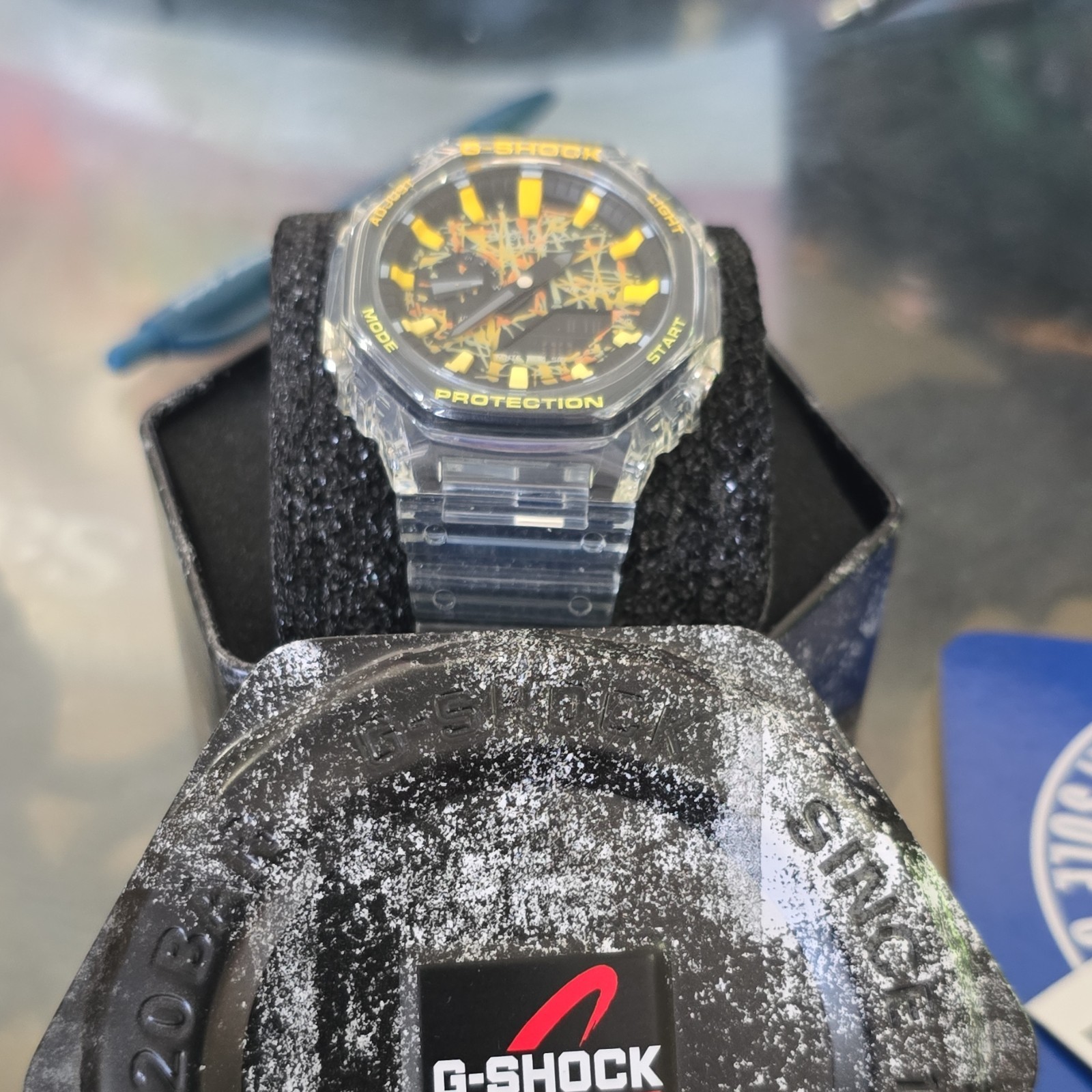 Casio G-SHOCK GA-2100 Transparent Resin Quartz Analog Digital Black Yellow Watch
