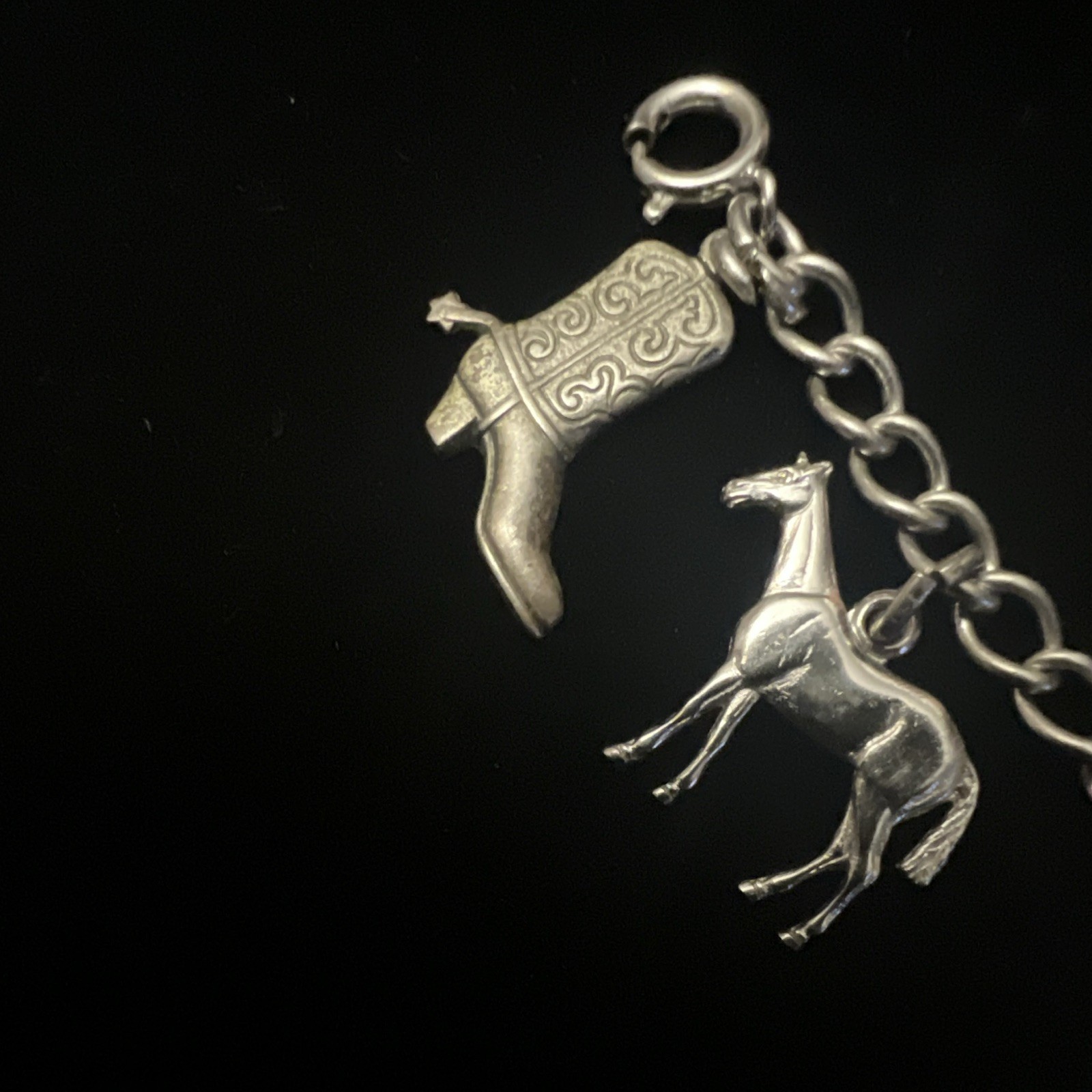 Vintage 1970s Haltom Sterling Silver 925 Texas Charm Bracelet Retired Signed