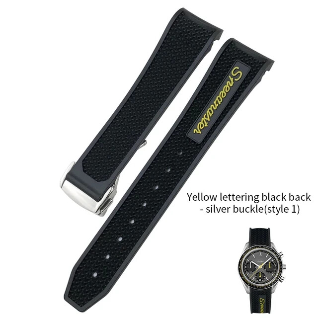 18mm 19mm 20mm 21mm Rubber Watch Band Strap For Omega Speedmaster MoonSwatch