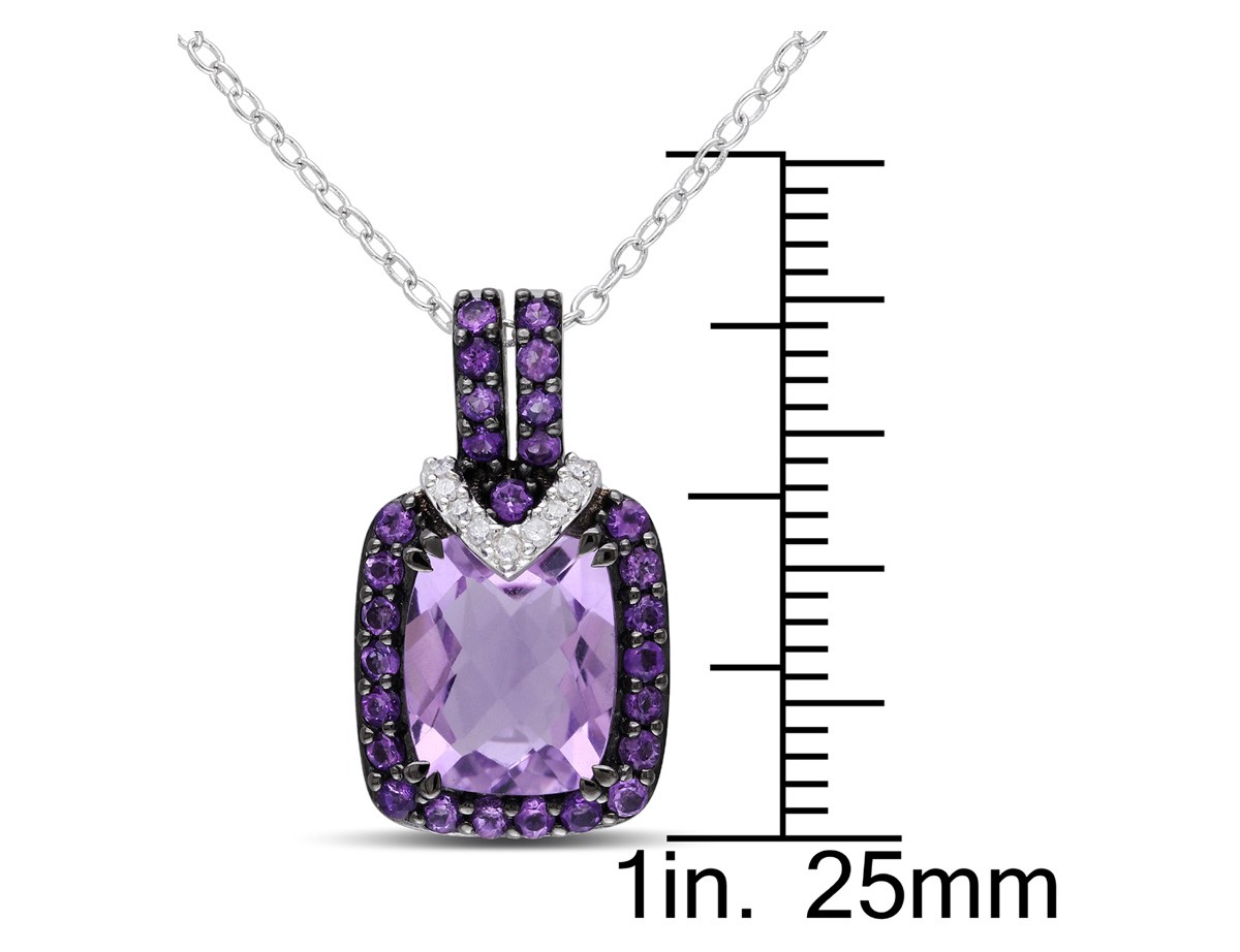 3.08 Carat (ctw) Amethyst Pendant Sterling Silver with Chain