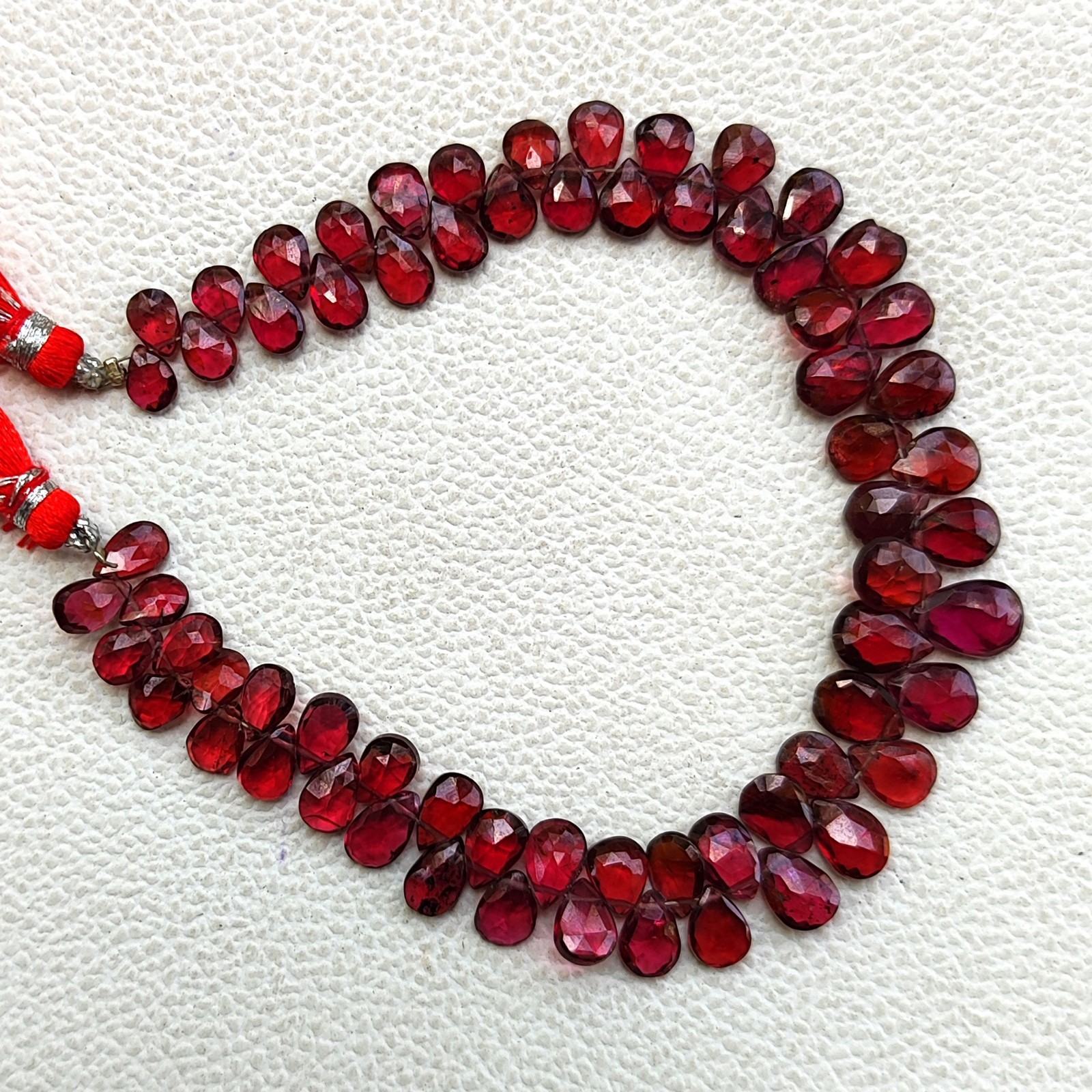 Mozambique Garnet Faceted Pear Gems Briolette Beads 7×5-8×6 mm Size 8″ Strand
