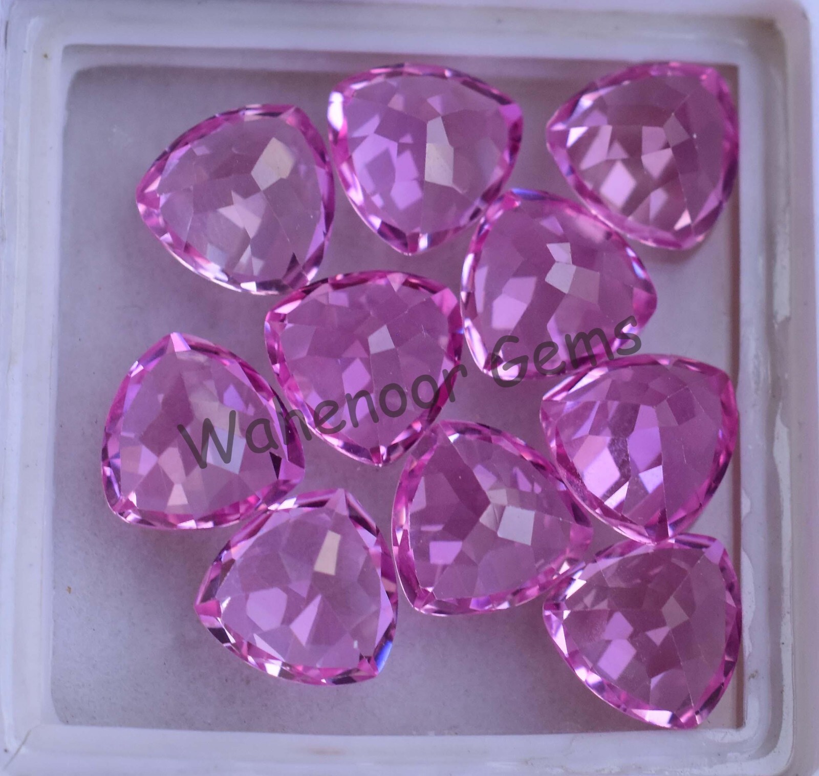 Natural Mogok Pink Ruby Trillion 7.00mm CERTIFIED 10 Pcs Loose Gemstone