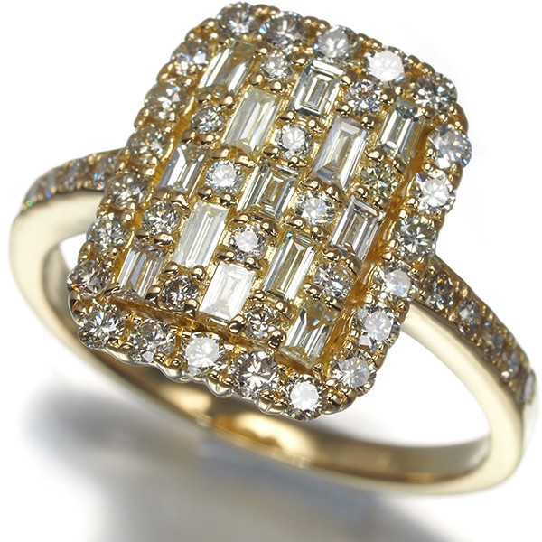 Diamond 1.00ct Baguette-cut Ring 18K 750 Yellow Gold