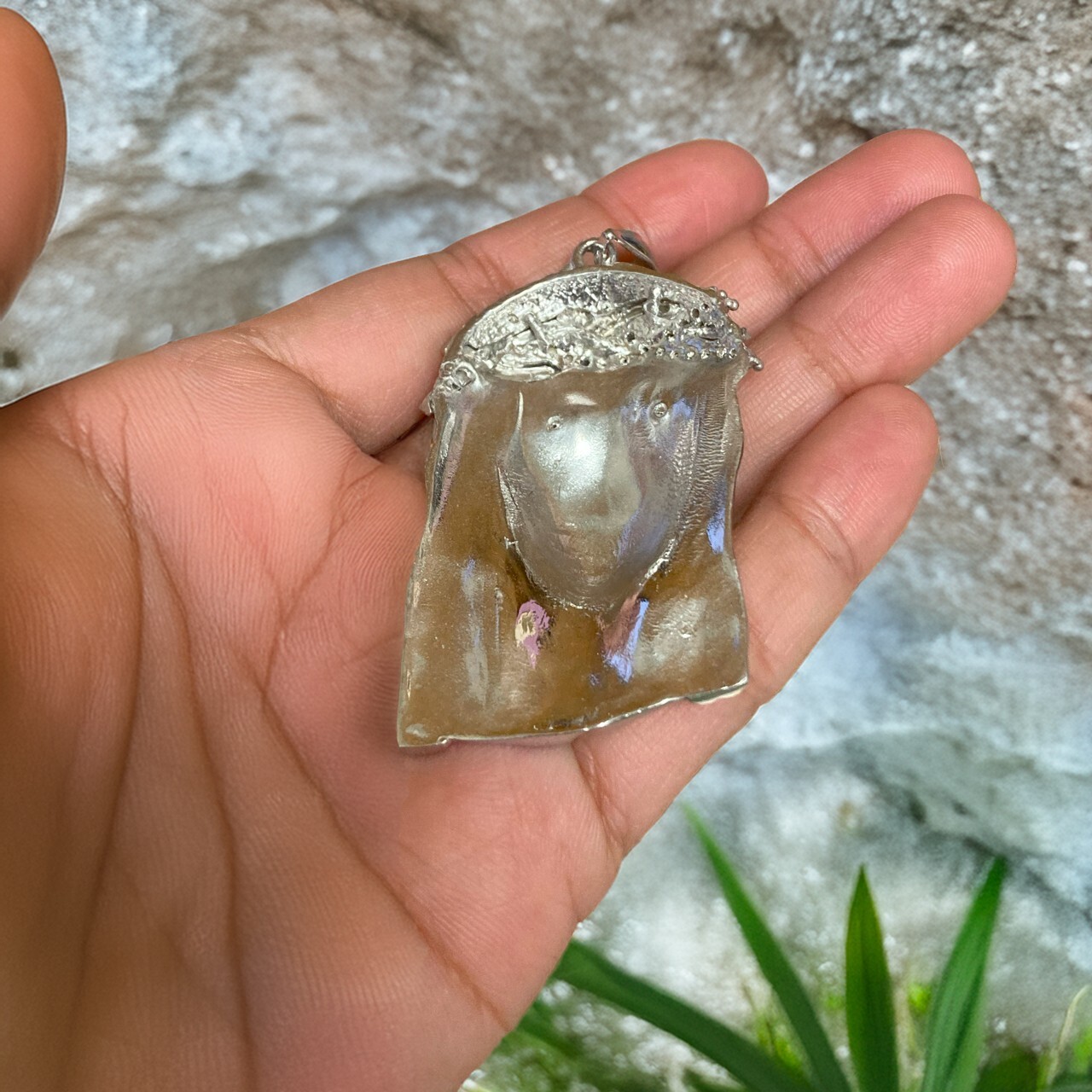 Sterling Silver Jesus Face CZ Pendant for Men – Large Iced Religious Piece