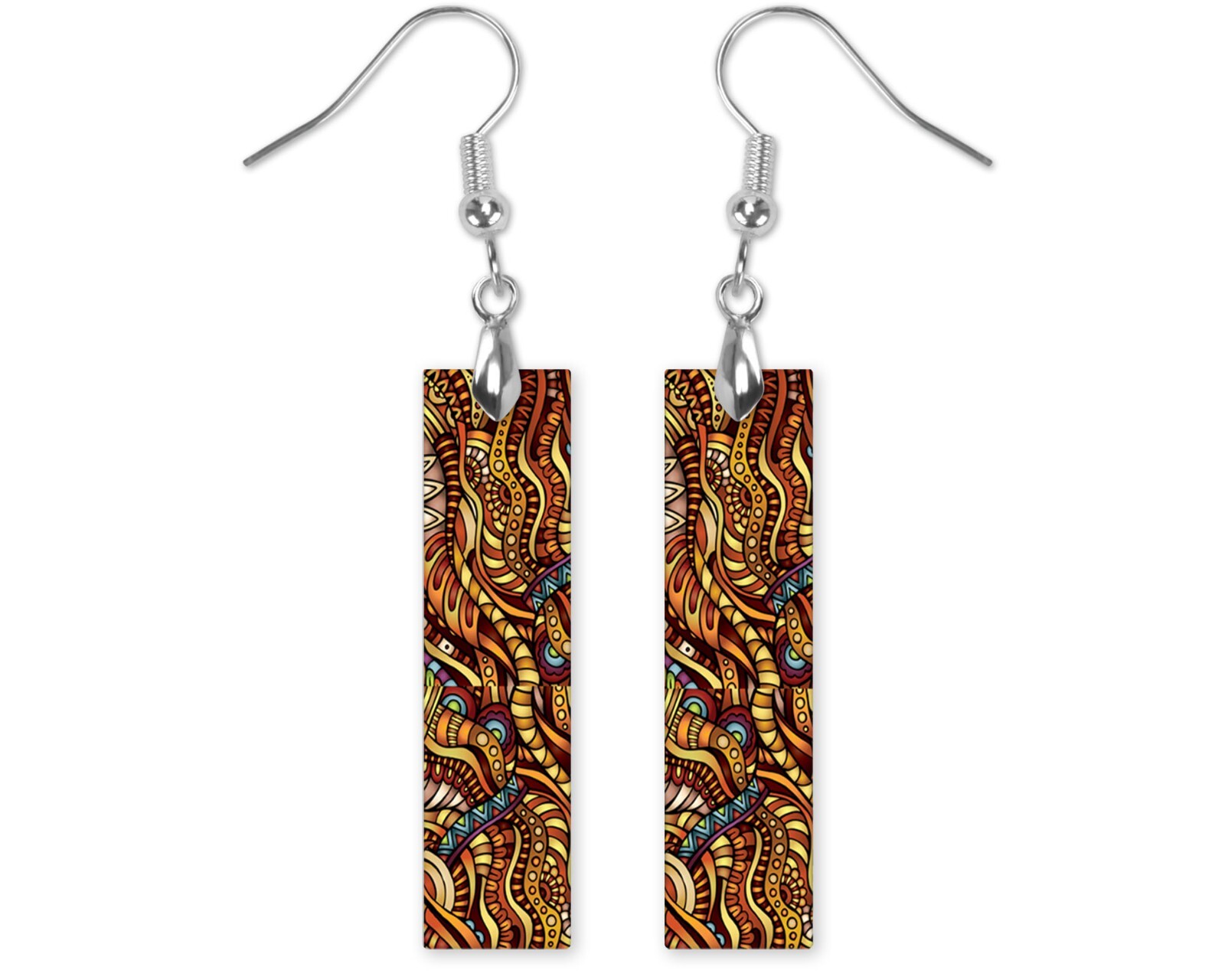 Earrings Earth Waves Wood Bar Printed Earrings Jewelry
