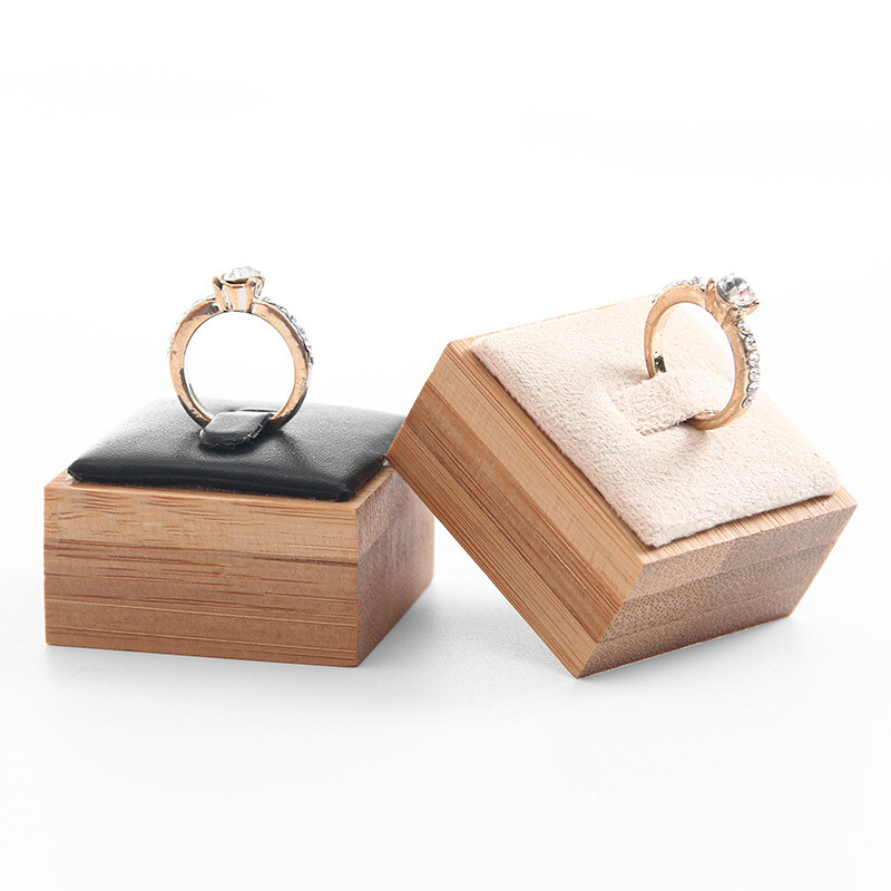 Bamboo Ring Jewelry Display Stand Holder Showcase Organizer Storage