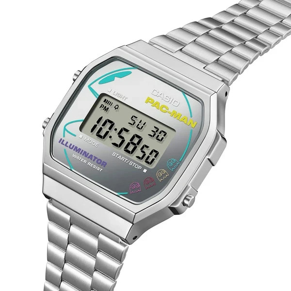 Casio PAC-MAN A168WEPC-7A Digital Stainless Steel Watch New from Japan