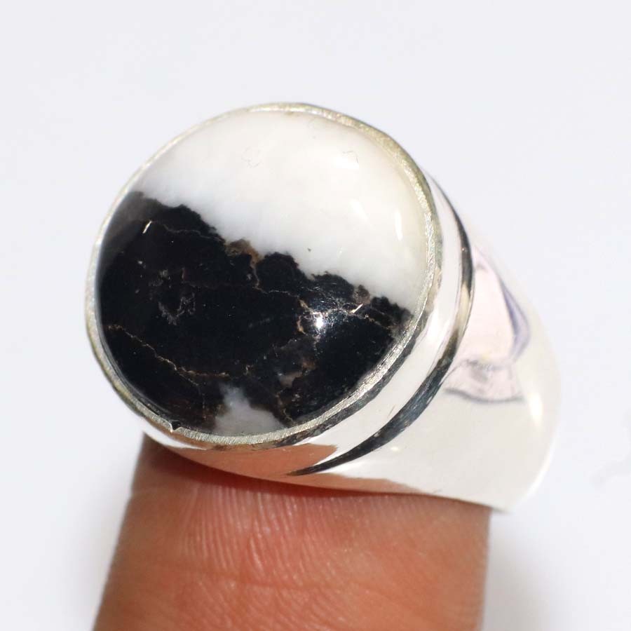 925 Silver Plated Fine Finish White Buffalo Turquoise Man’S Ring US 6 Trendy GW