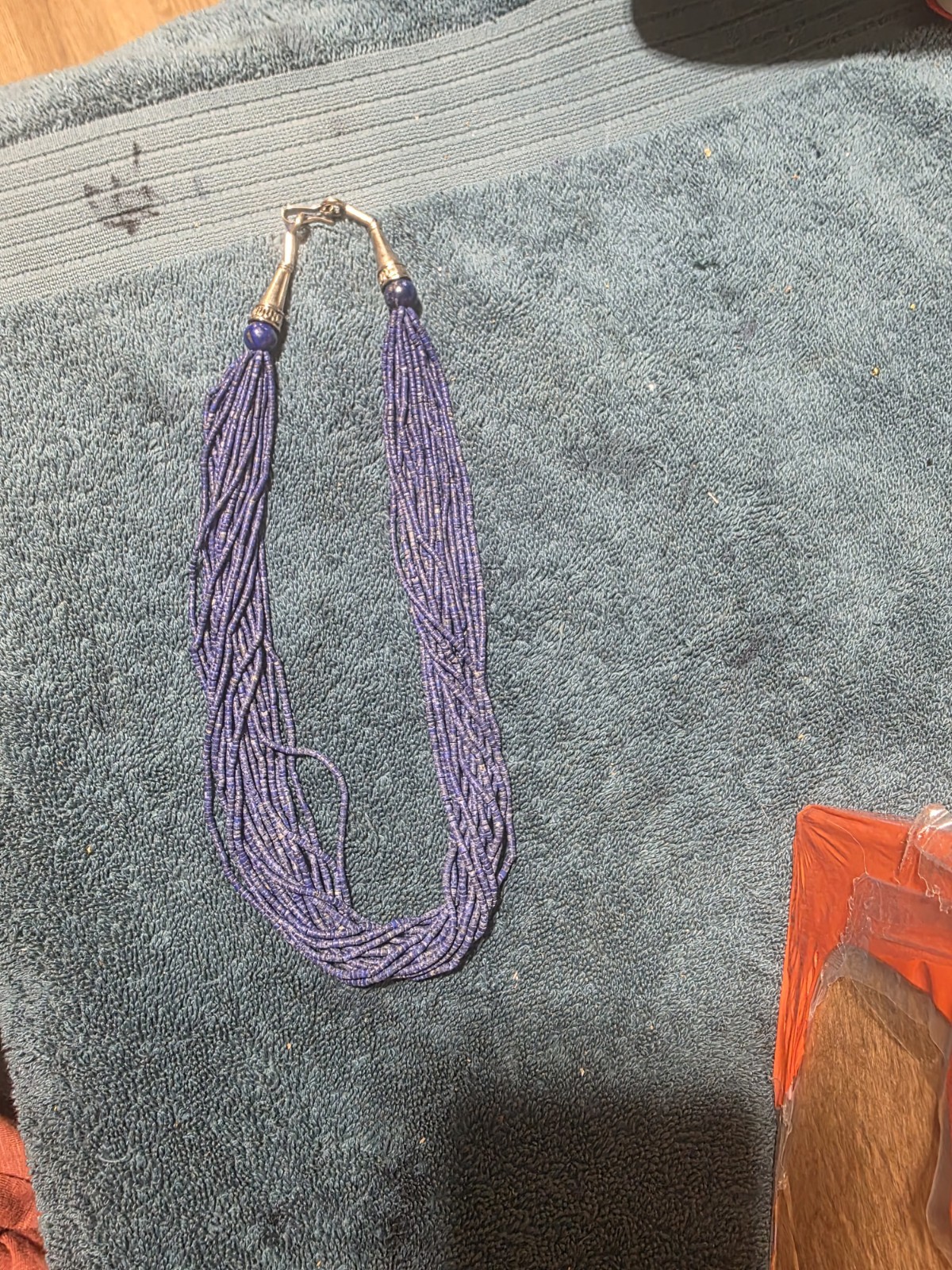 Blue Lapis Multi Strand 18 Inch Necklace