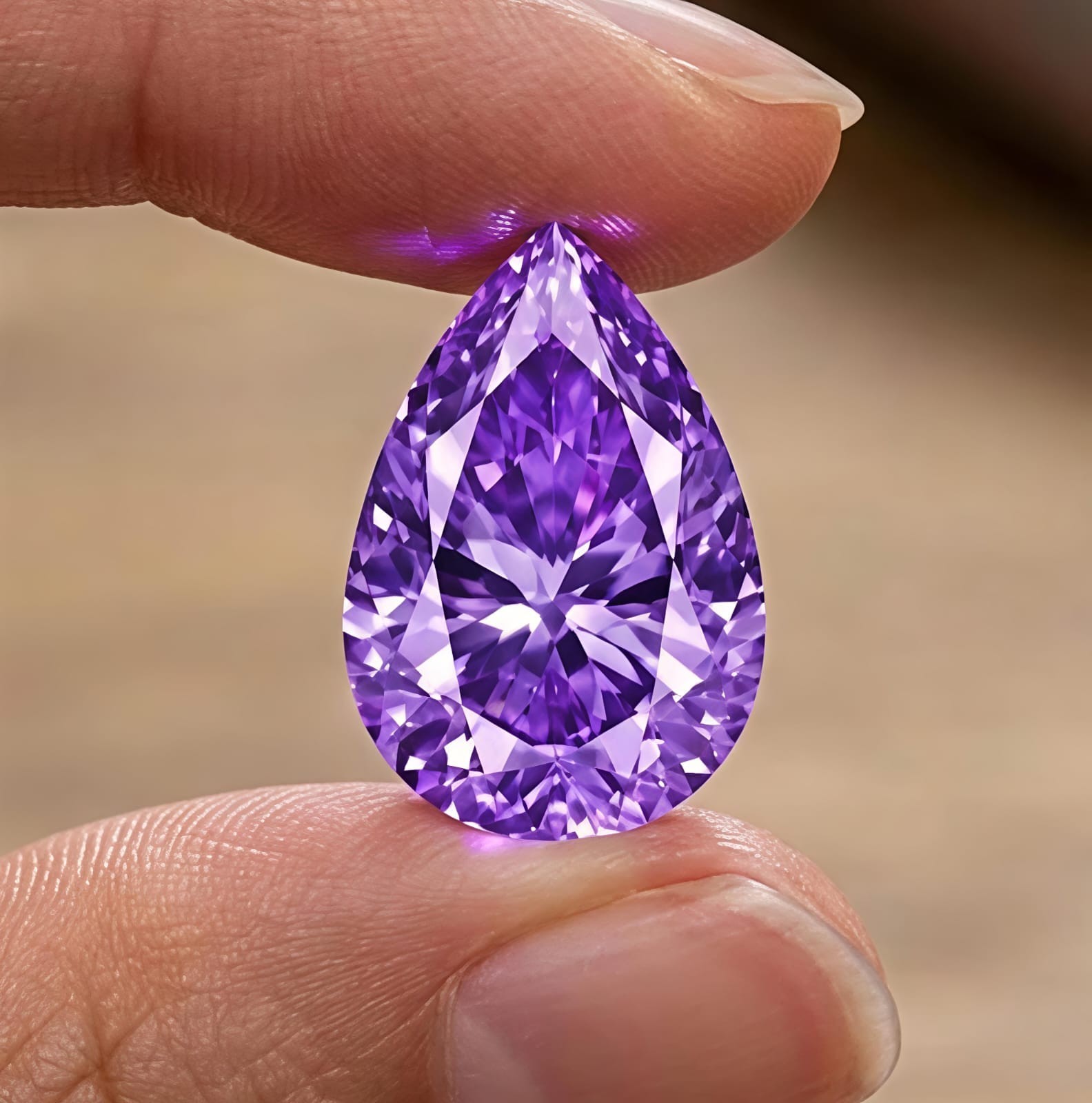 3 CT Fancy Purple Color Pear Cut VVS1 Diamond Premium Quality 8×12 MM gemstone