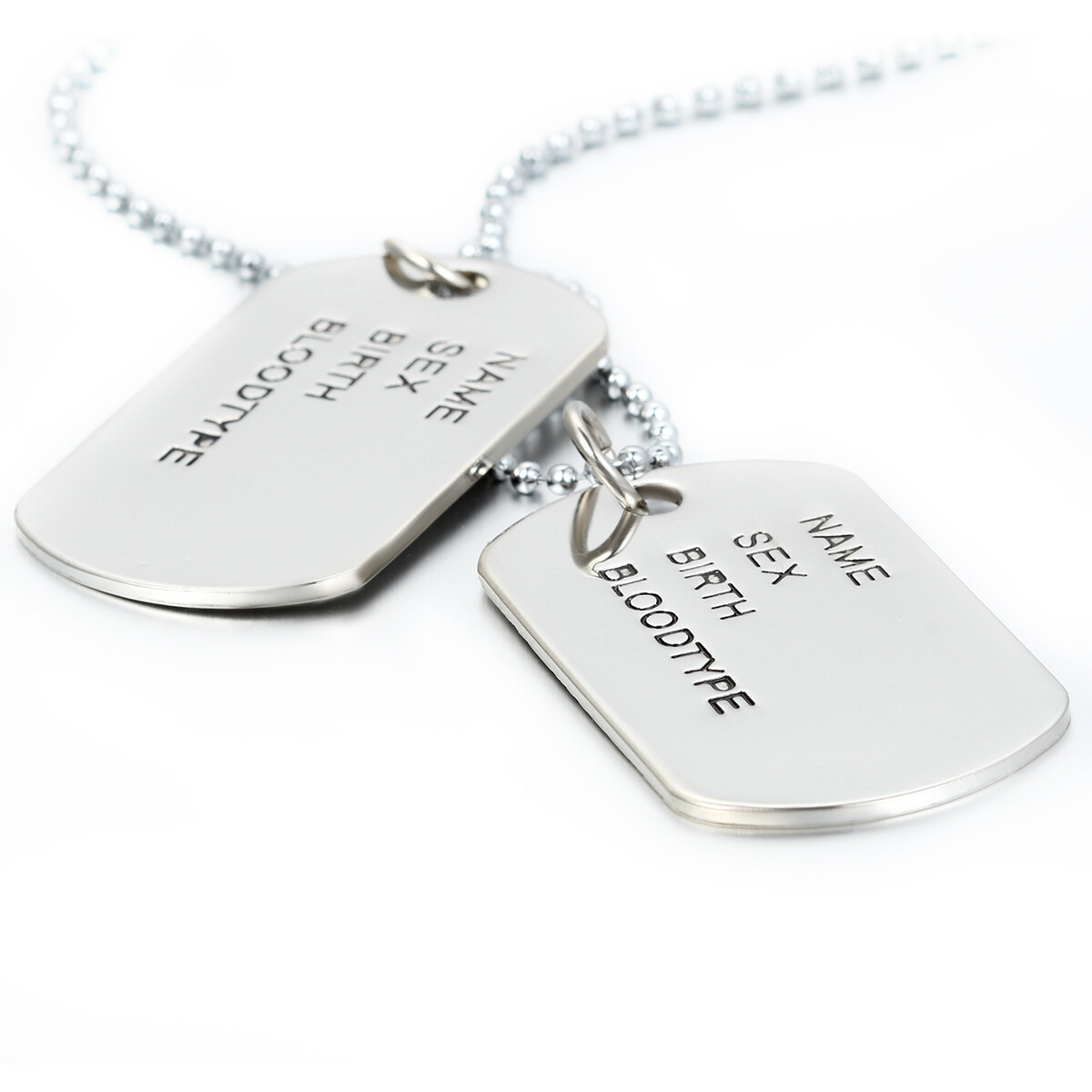 Men’s Simple Army Military Alloy ID 2 Dog Tags Pendant Necklace Chain For Gift