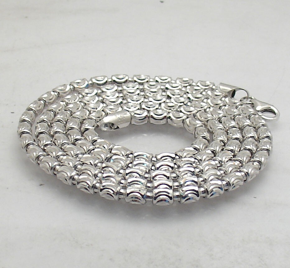 20″ Moon Cut Bead Ball Chain Necklace Anti-tarnish Real Sterling Silver 925