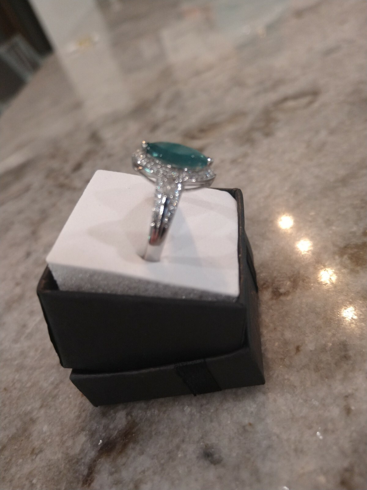 2.50 Cts AAA Grandidierite, Natural White Zircon Halo Ring/Plat/SSlvr, Sz 10