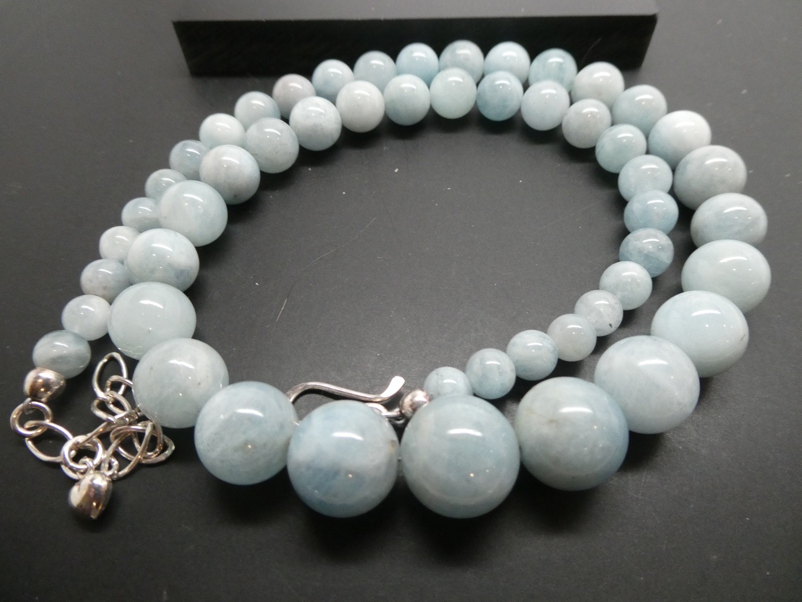 Jay King DTR Aquamarine Gemstone Sterling Silver 925 Graduated Bead Necklace